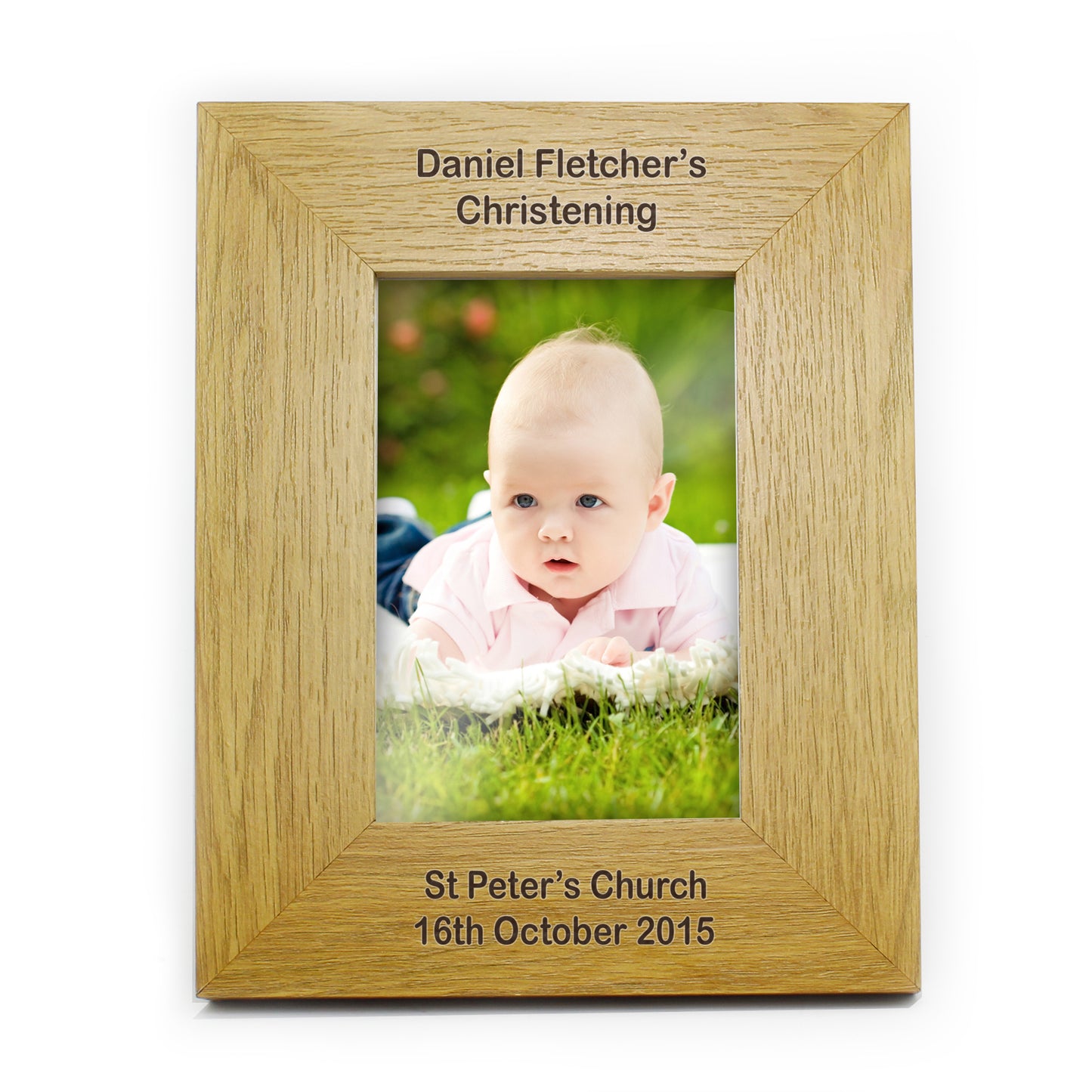 Personalised Long Message 6x4 Oak Finish Photo Frame