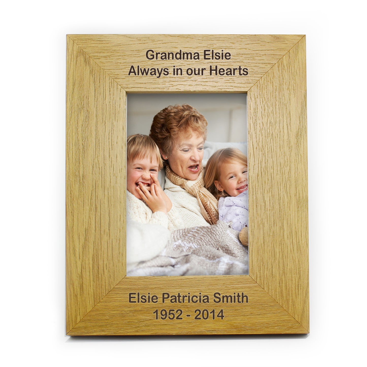 Personalised Long Message 6x4 Oak Finish Photo Frame