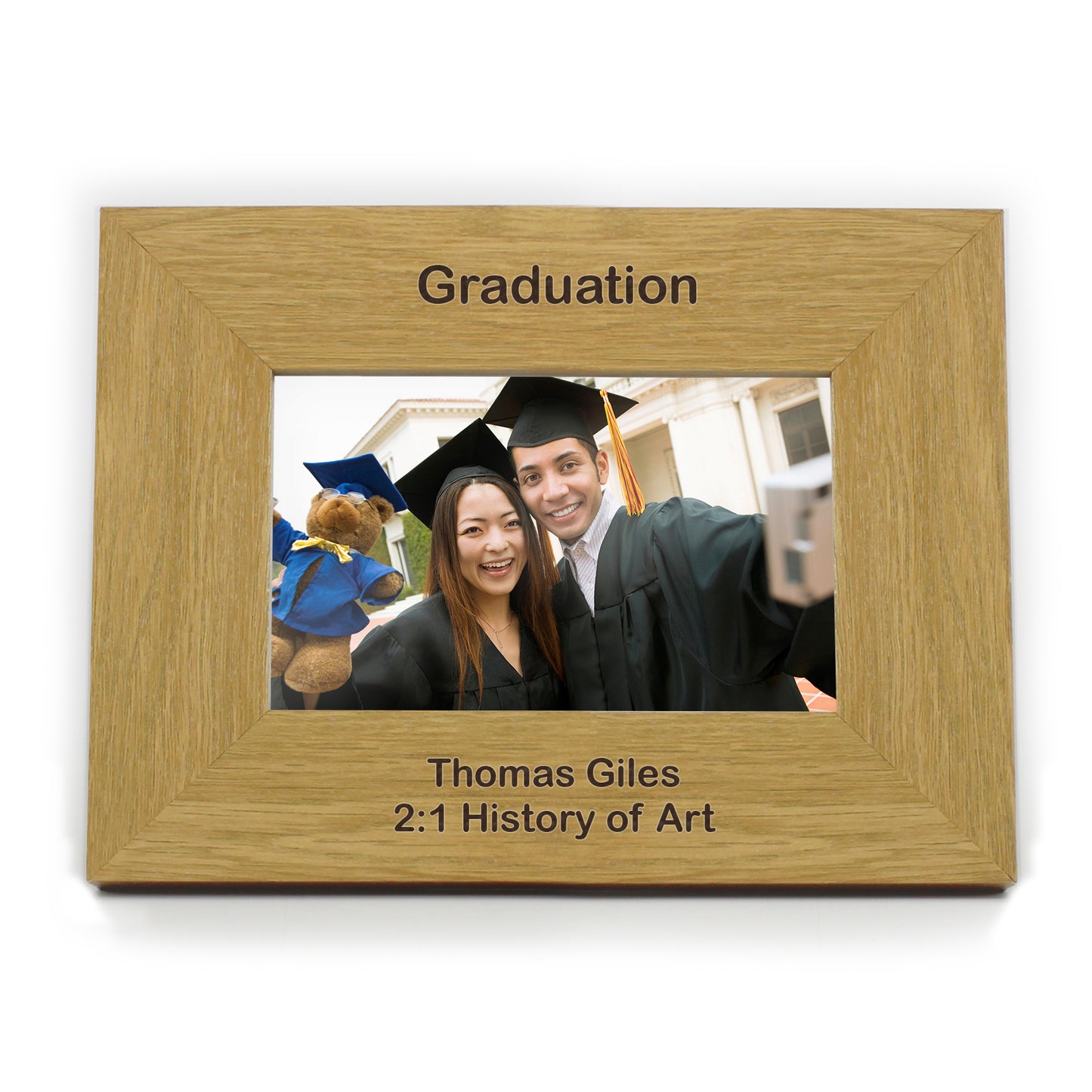 Personalised Short Message 6x4 Landscape Oak Finish Photo Frame