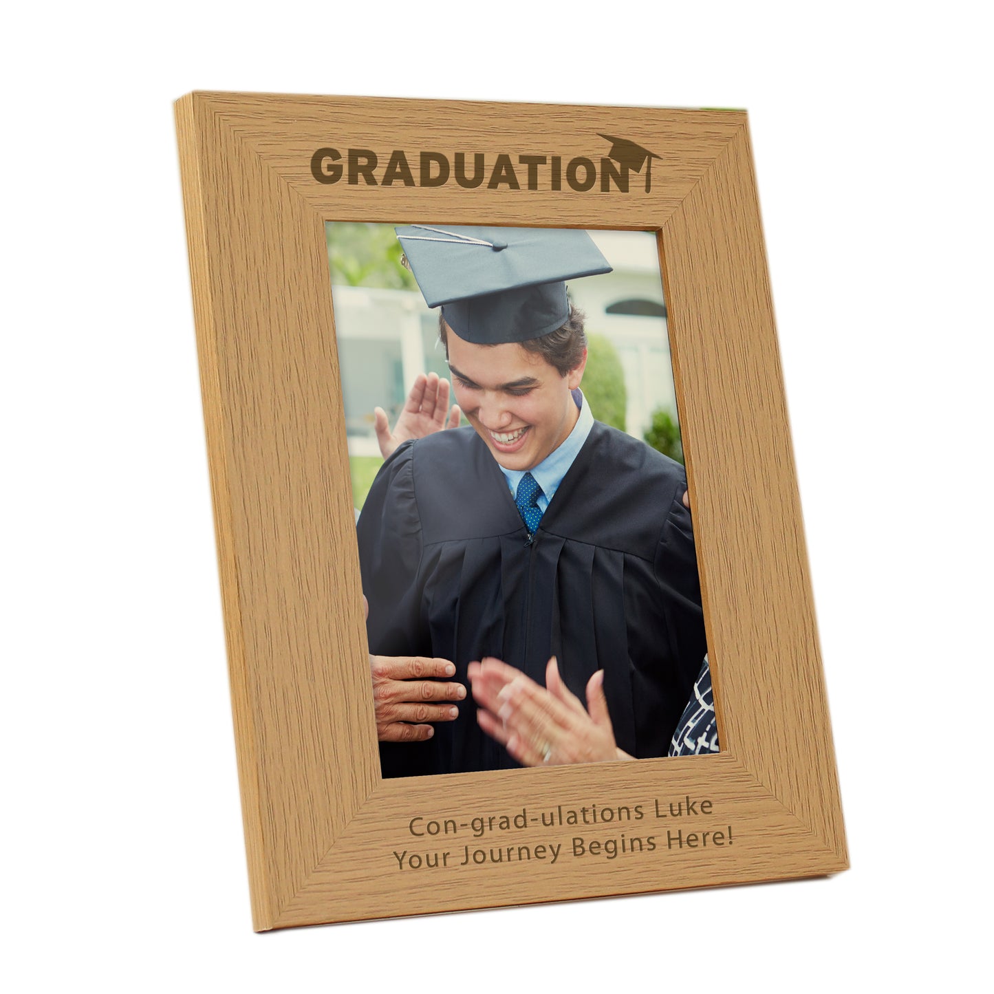 Personalised Graduation 5x7 Oak Finish Photo Frame