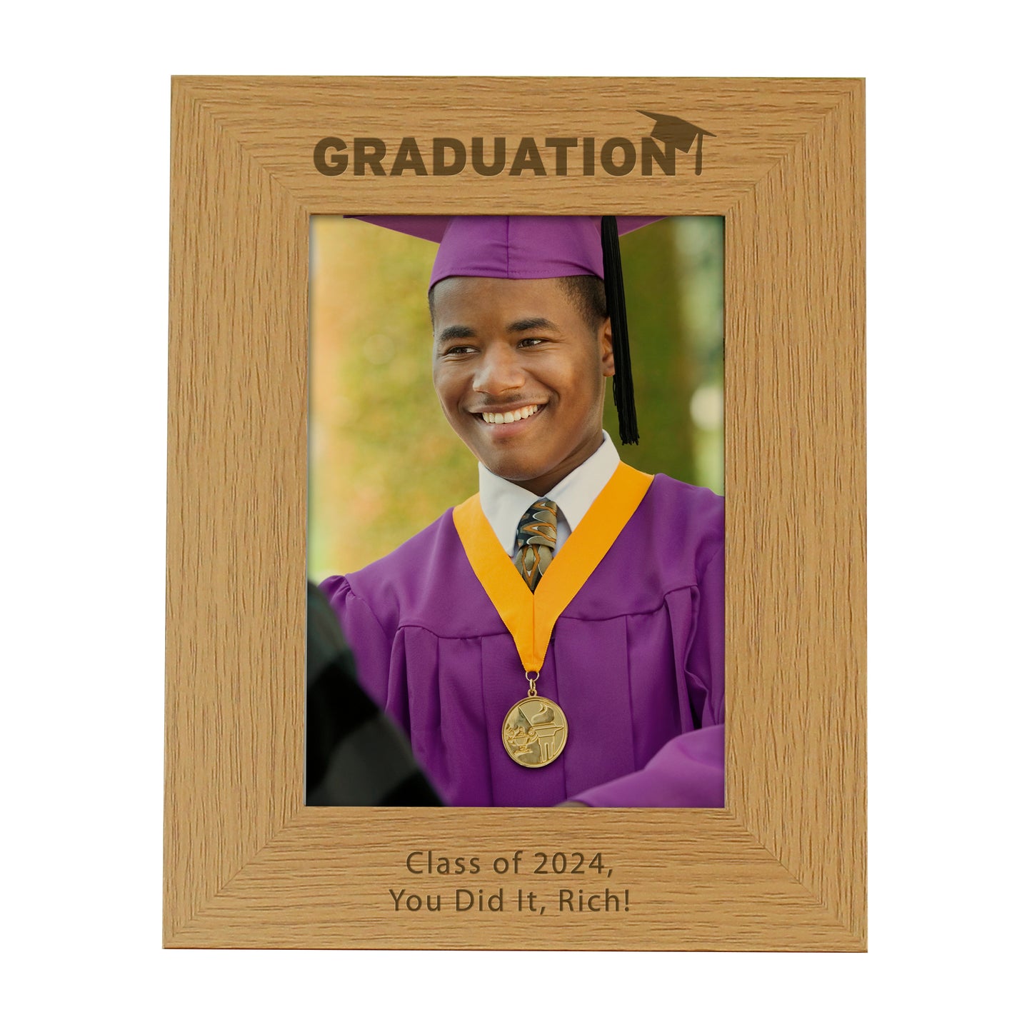 Personalised Graduation 5x7 Oak Finish Photo Frame