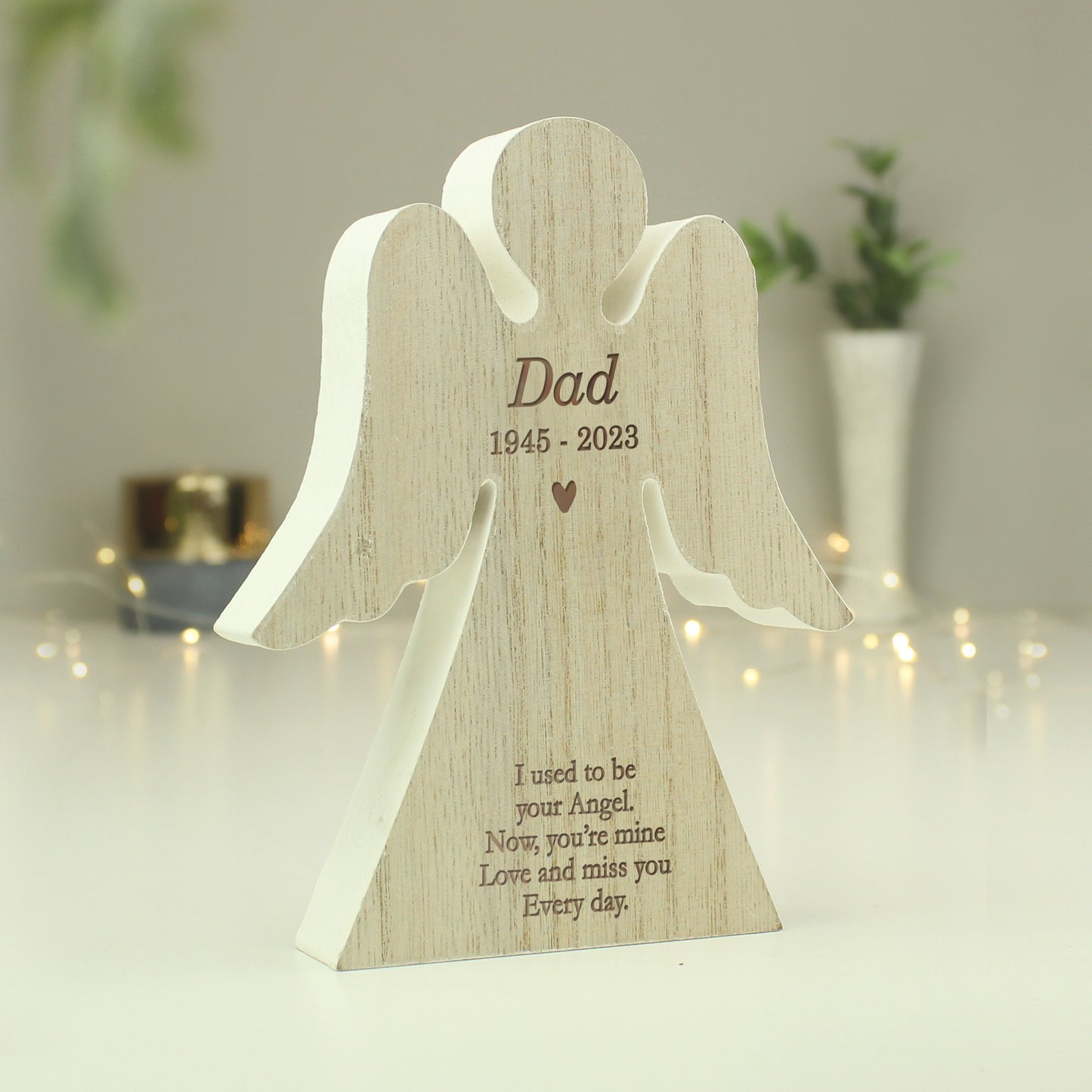 Personalised Rustic Wooden Angel Decoration