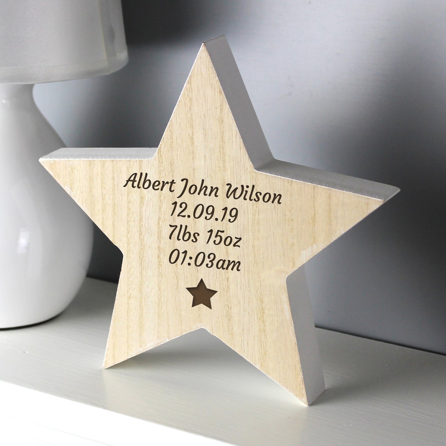 Personalised Star Motif Rustic Wooden Star Decoration