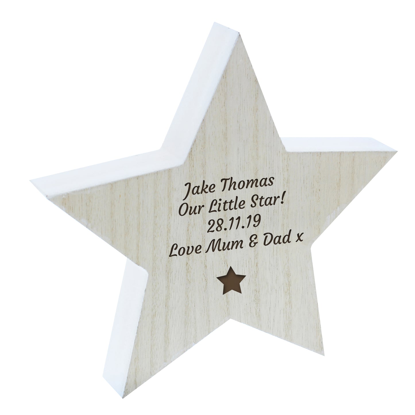 Personalised Star Motif Rustic Wooden Star Decoration