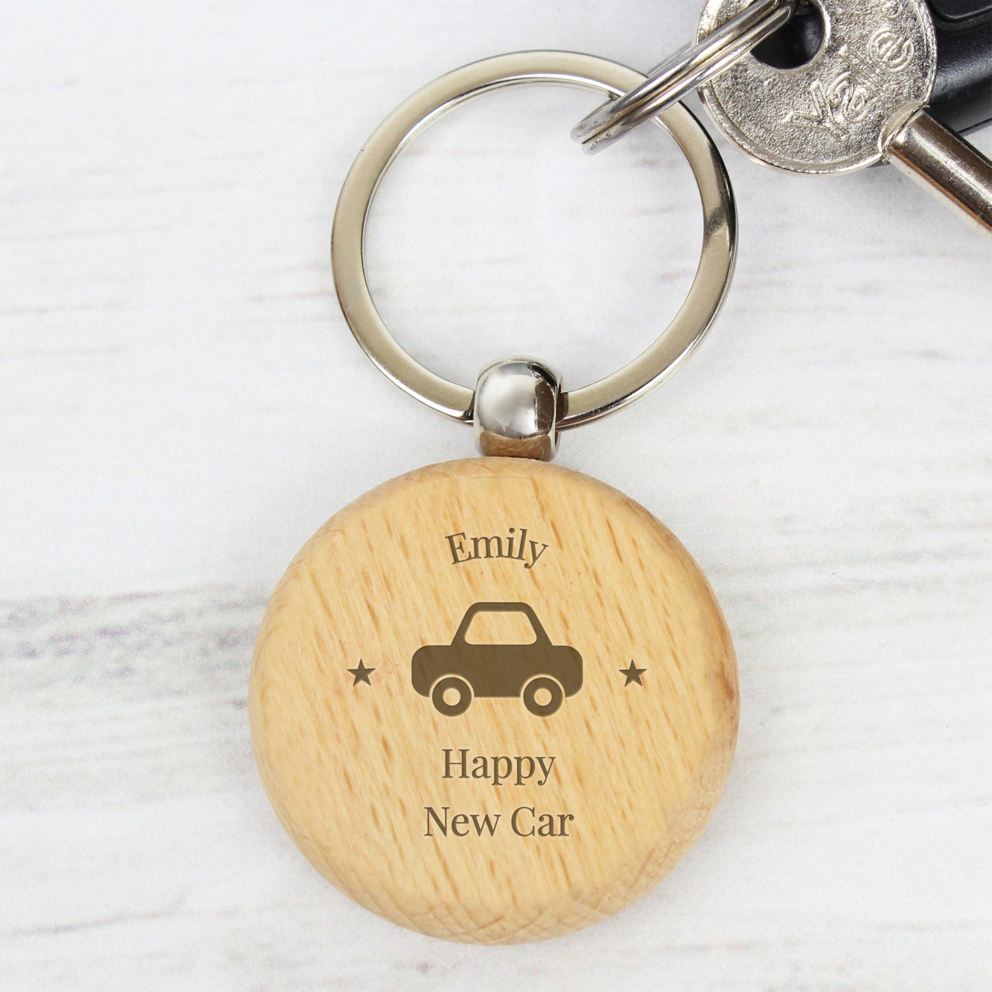 Personalised 'Car Motif' Wooden Keyring