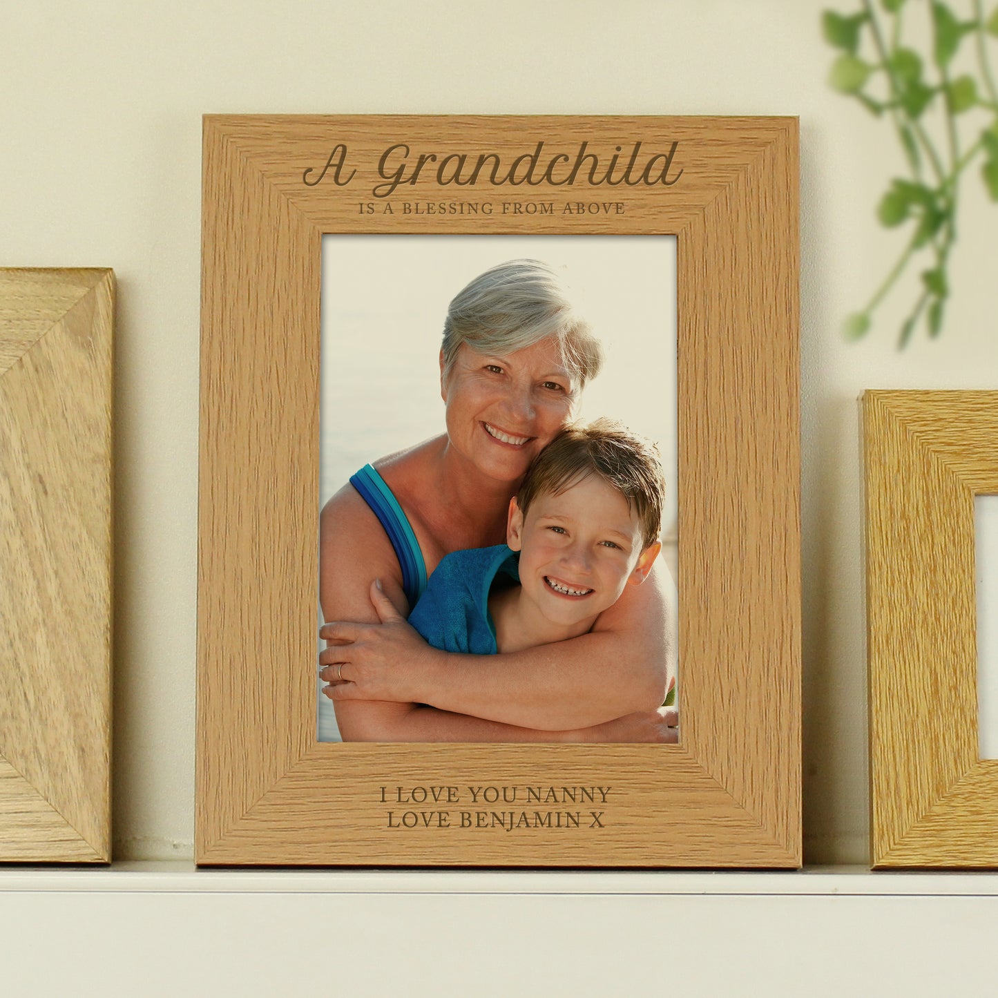 Personalised 'A Grandchild is a Blessing' 5x7 Oak Finish Photo Frame