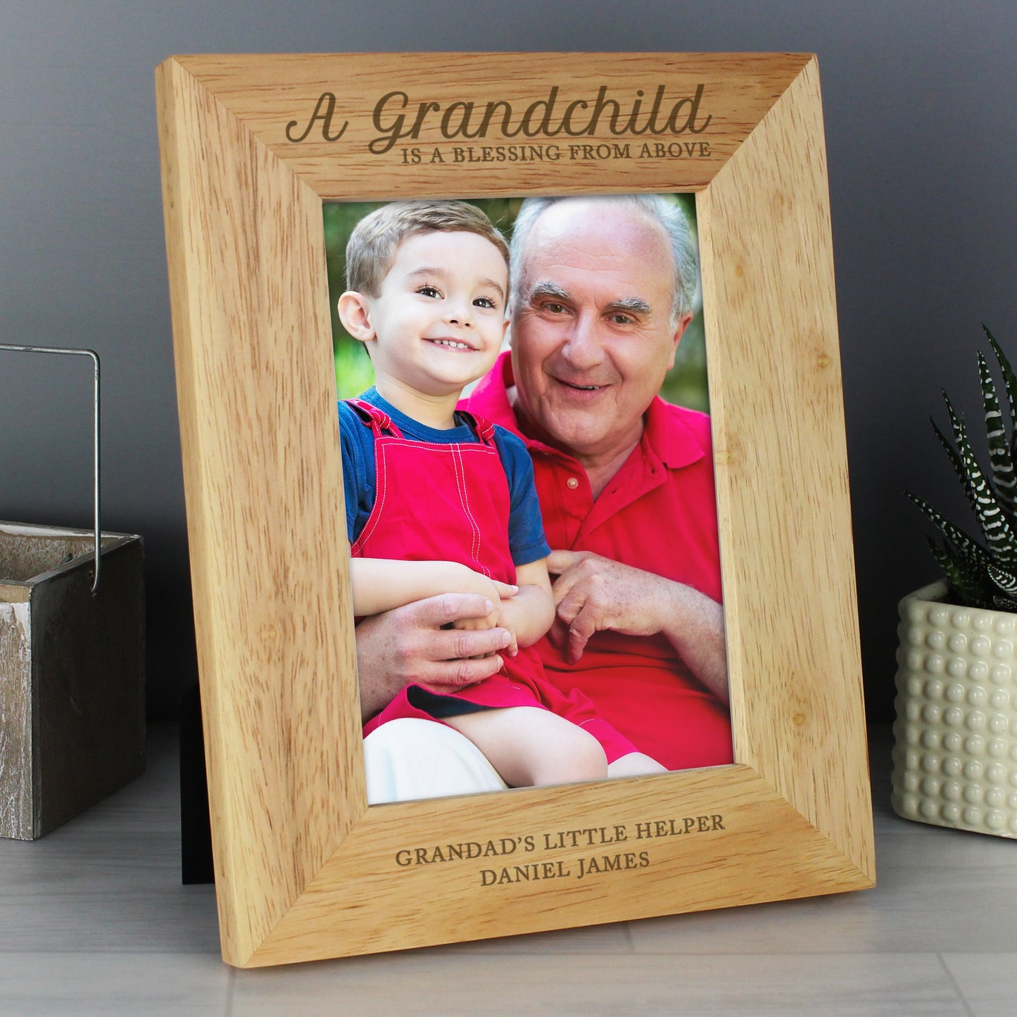 Personalised 'A Grandchild is a Blessing' 5x7 Wooden Photo Frame