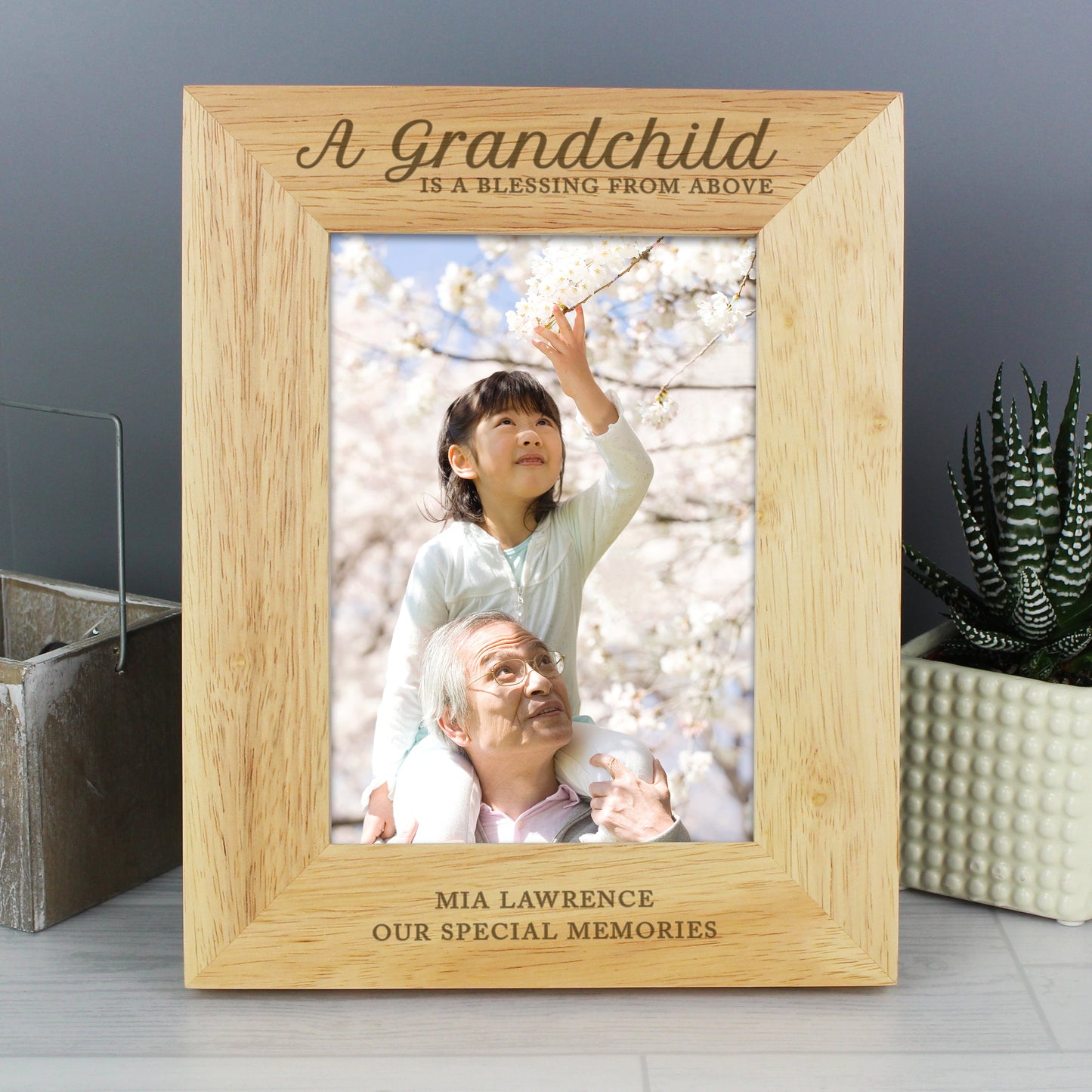 Personalised 'A Grandchild is a Blessing' 5x7 Wooden Photo Frame