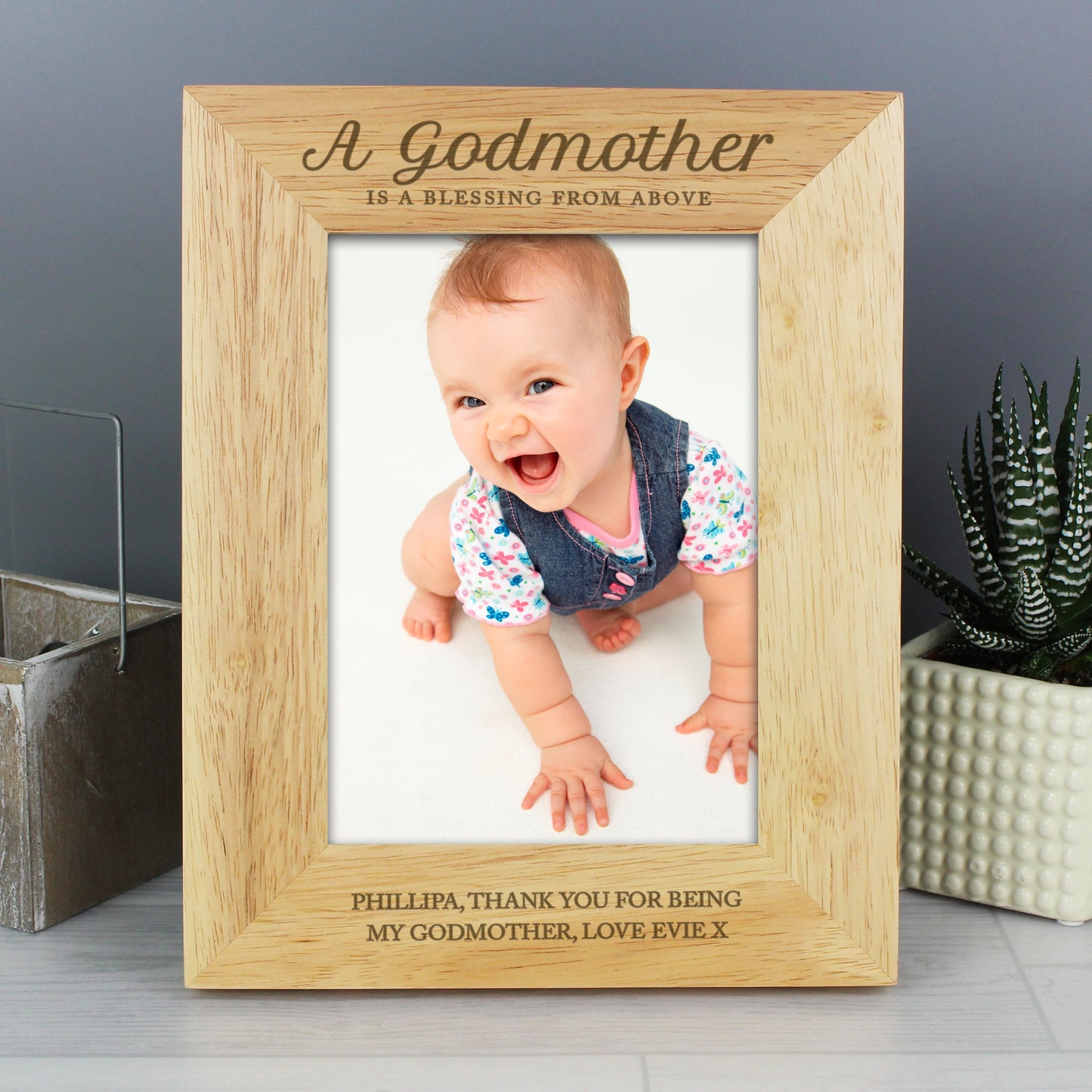 Personalised Godmother 5x7 Wooden Photo Frame