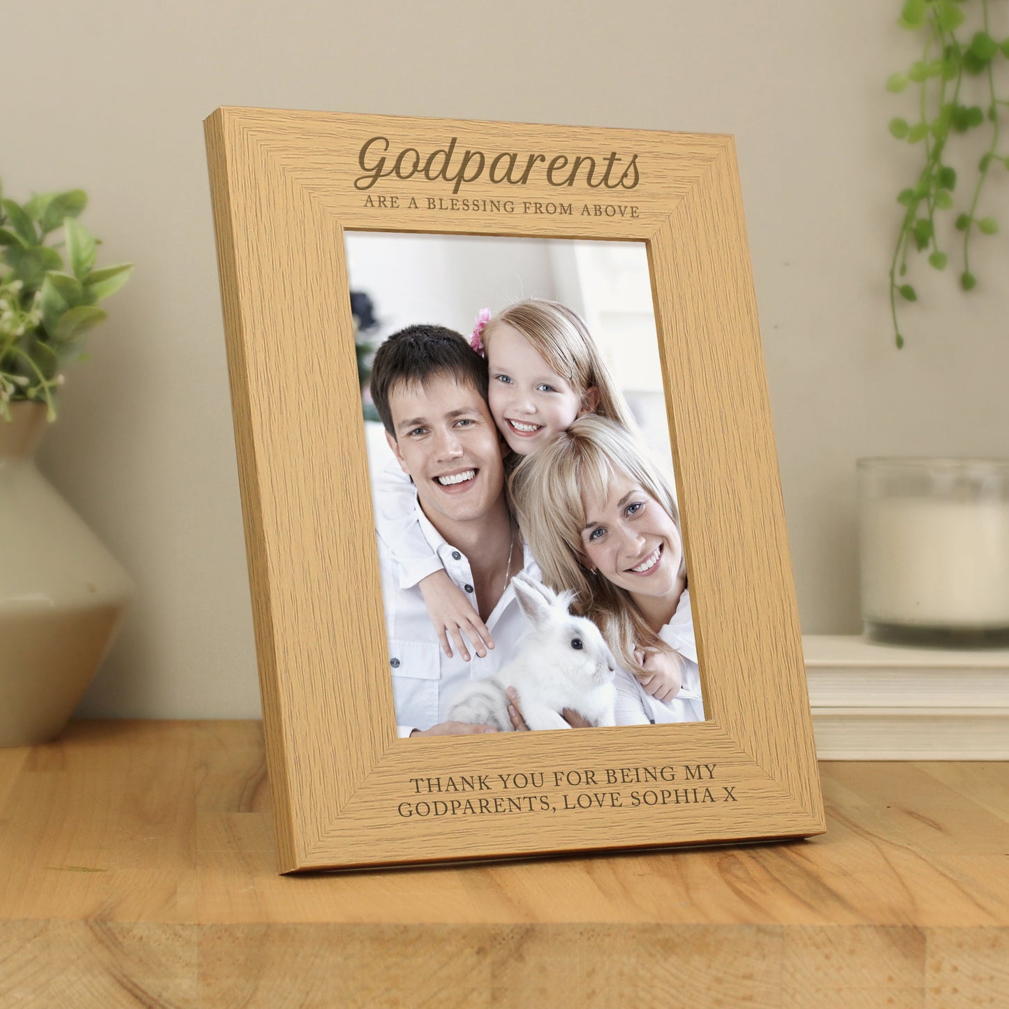 Personalised Godparents 5x7 Oak Finish Photo Frame