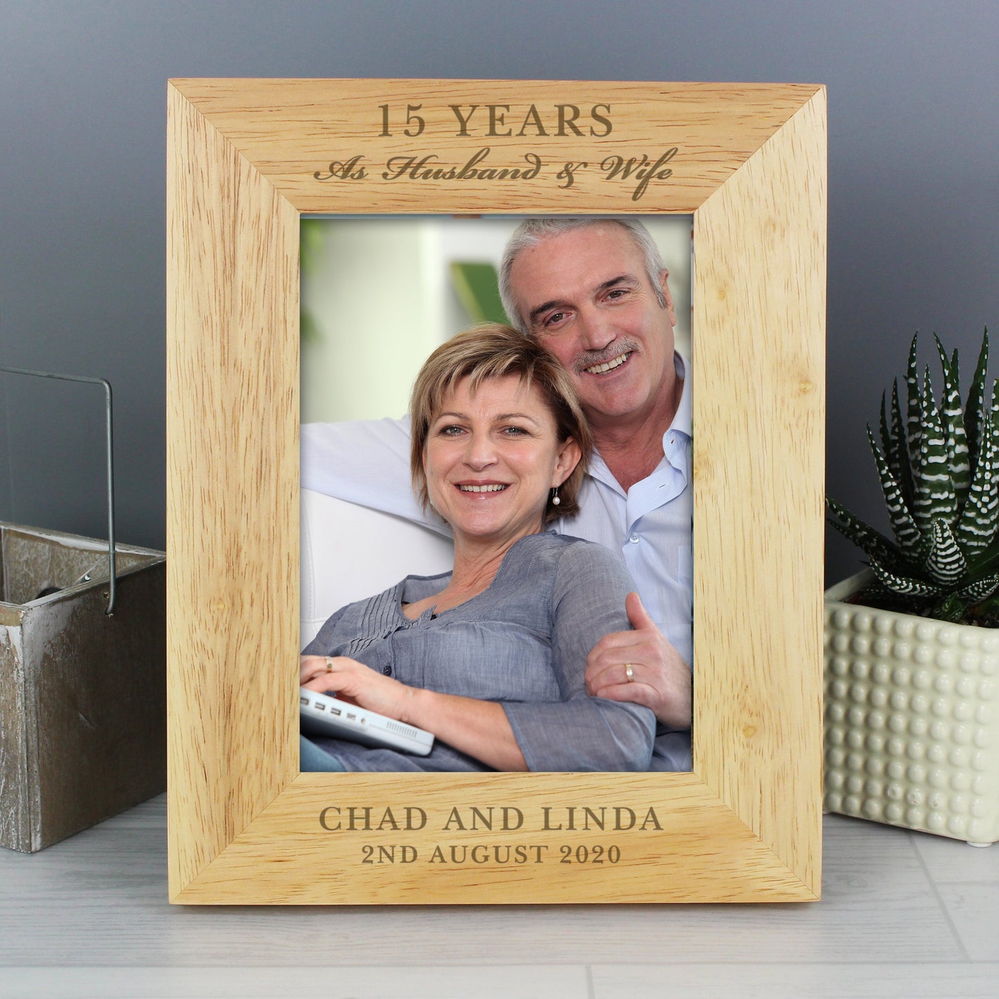 Personalised Anniversary 5x7 Wooden Photo Frame