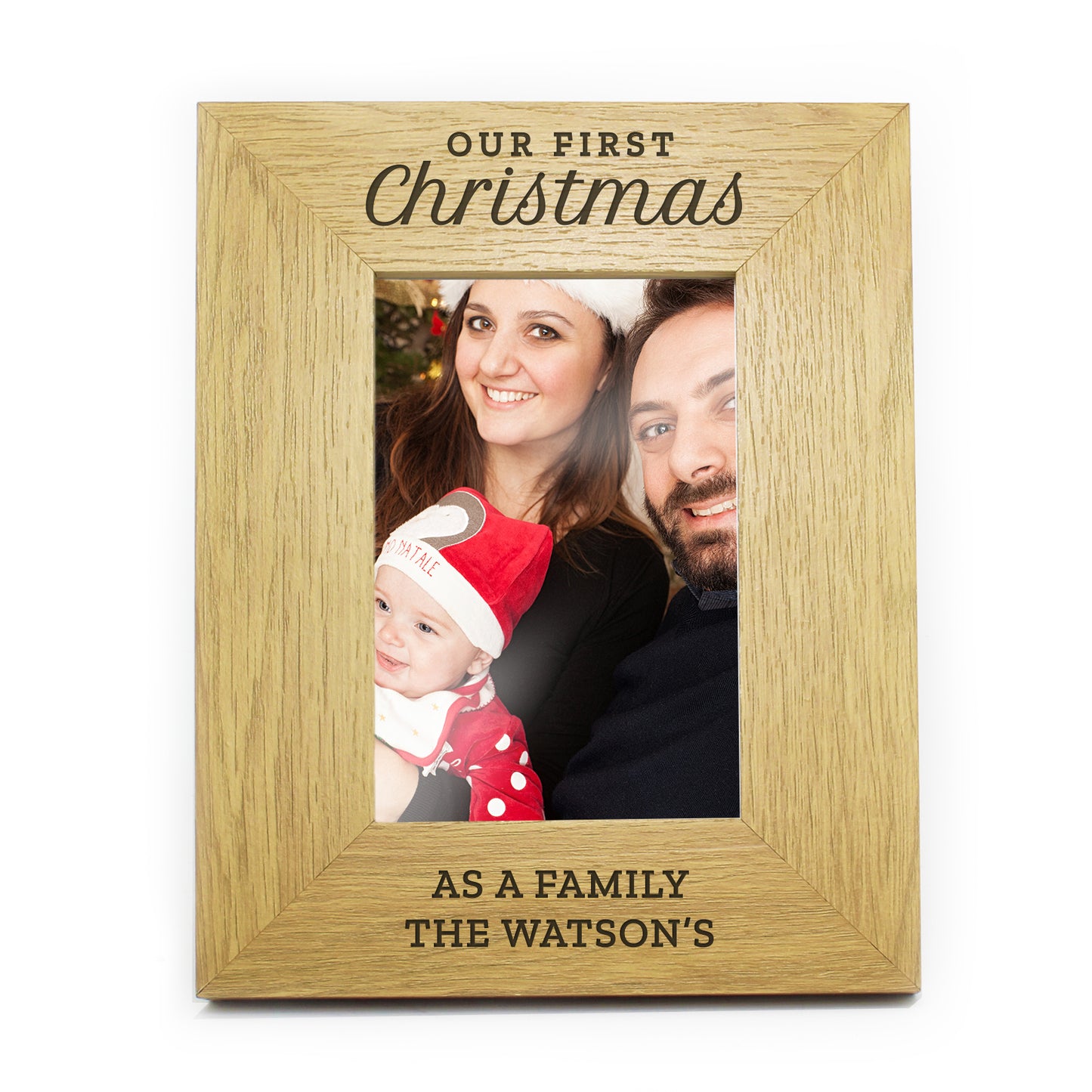 Personalised 'Our First Christmas' 6x4 Oak Finish Photo Frame