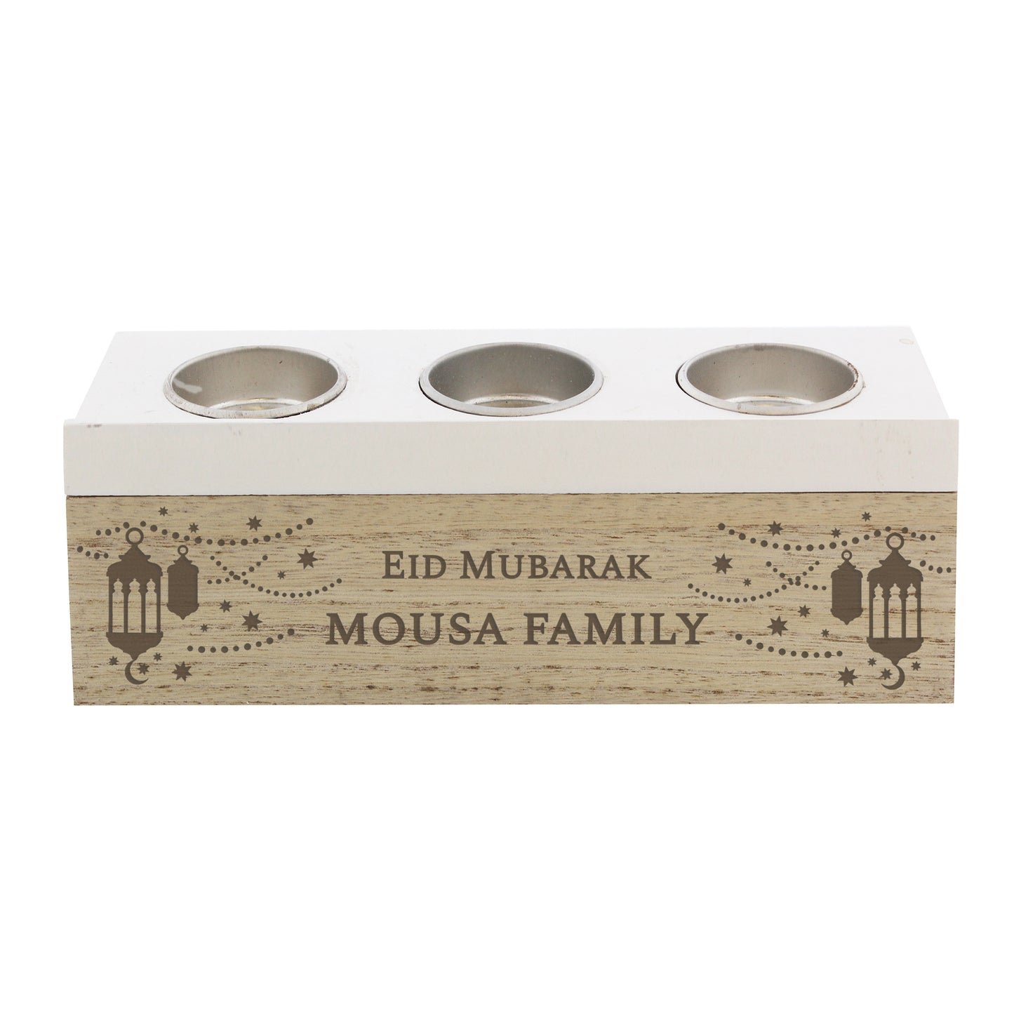 Personalised Eid and Ramadan Triple Tea Light Box