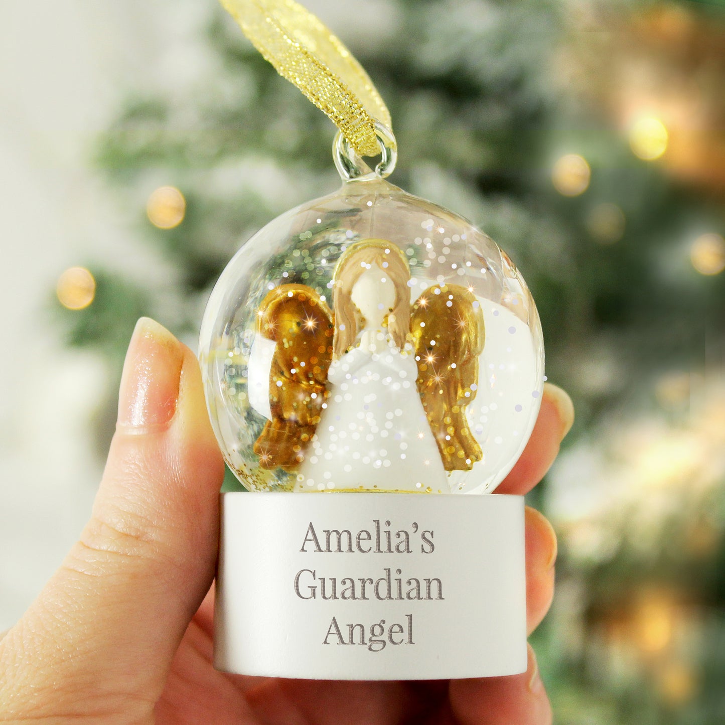 Personalised Angel Message Glitter Snow Globe