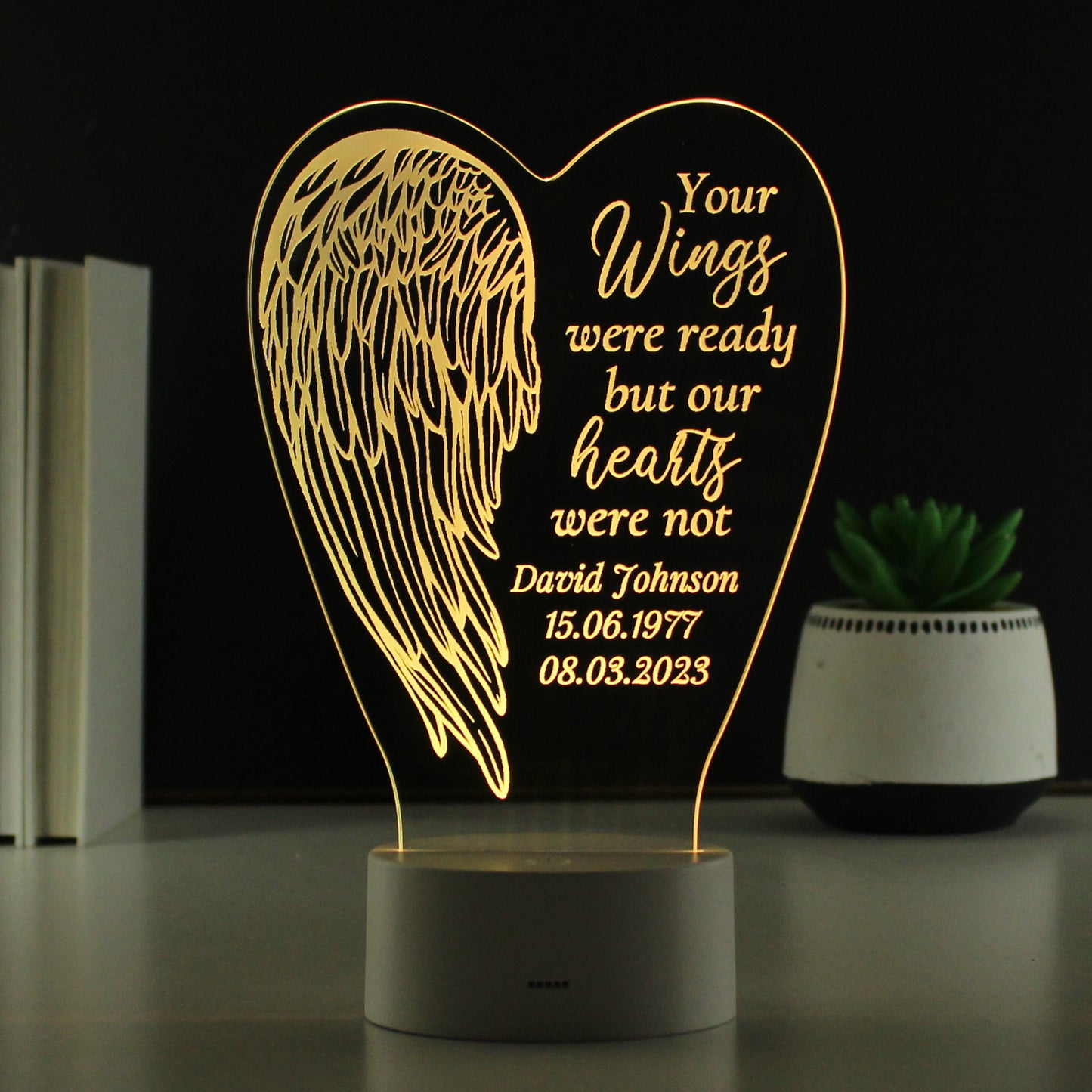 Personalised Angel Wings Memorial Colour Changing LED Light