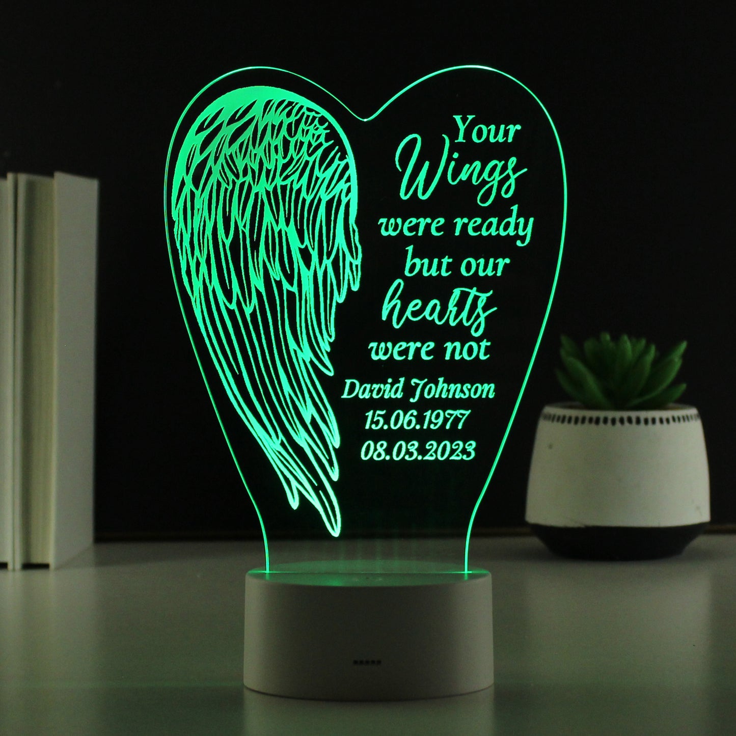 Personalised Angel Wings Memorial Colour Changing LED Light