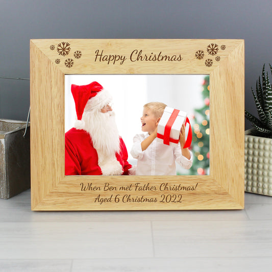 Personalised Snowflake 5x7 Landscape Wooden Photo Frame