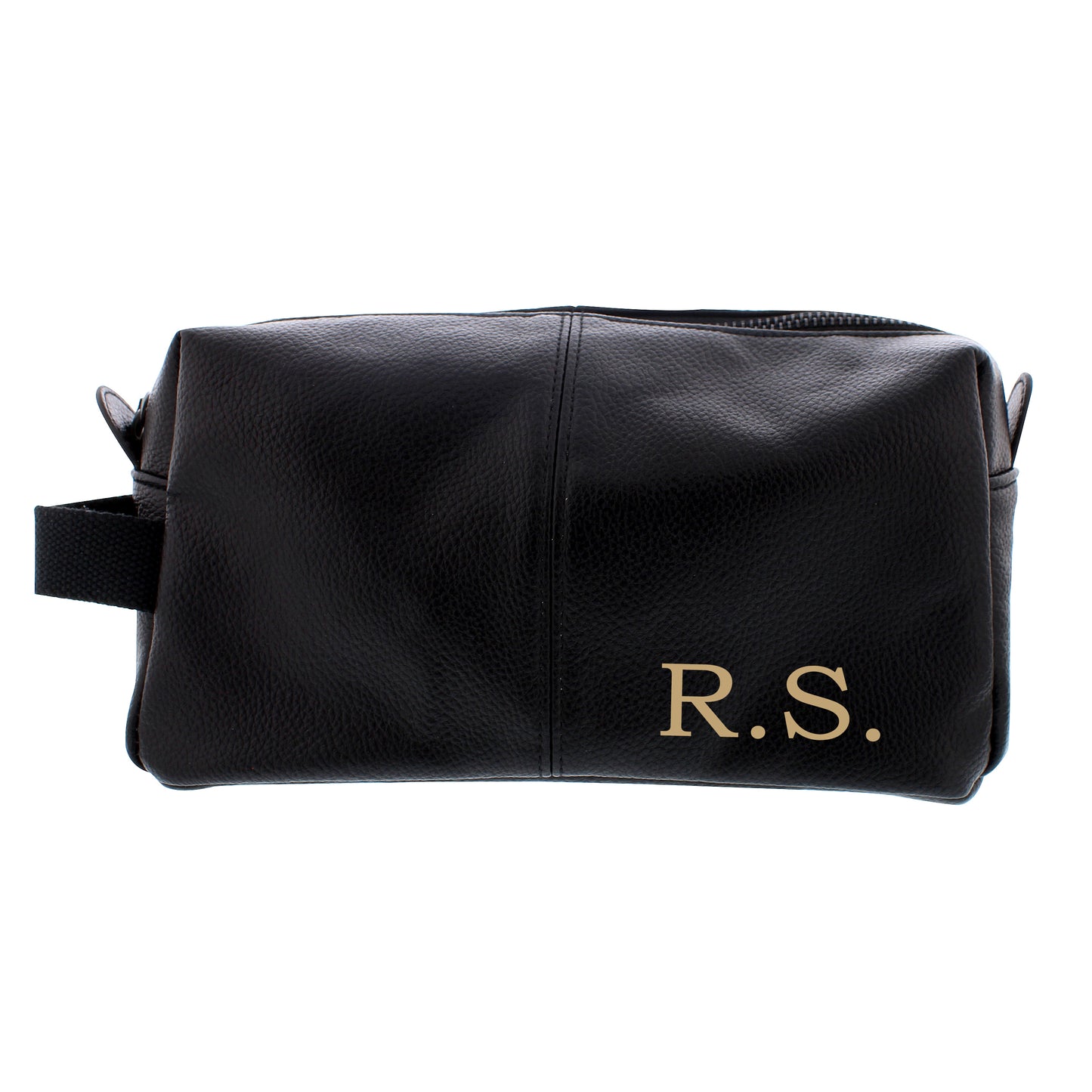 Personalised Luxury Initials Black leatherette Wash Bag