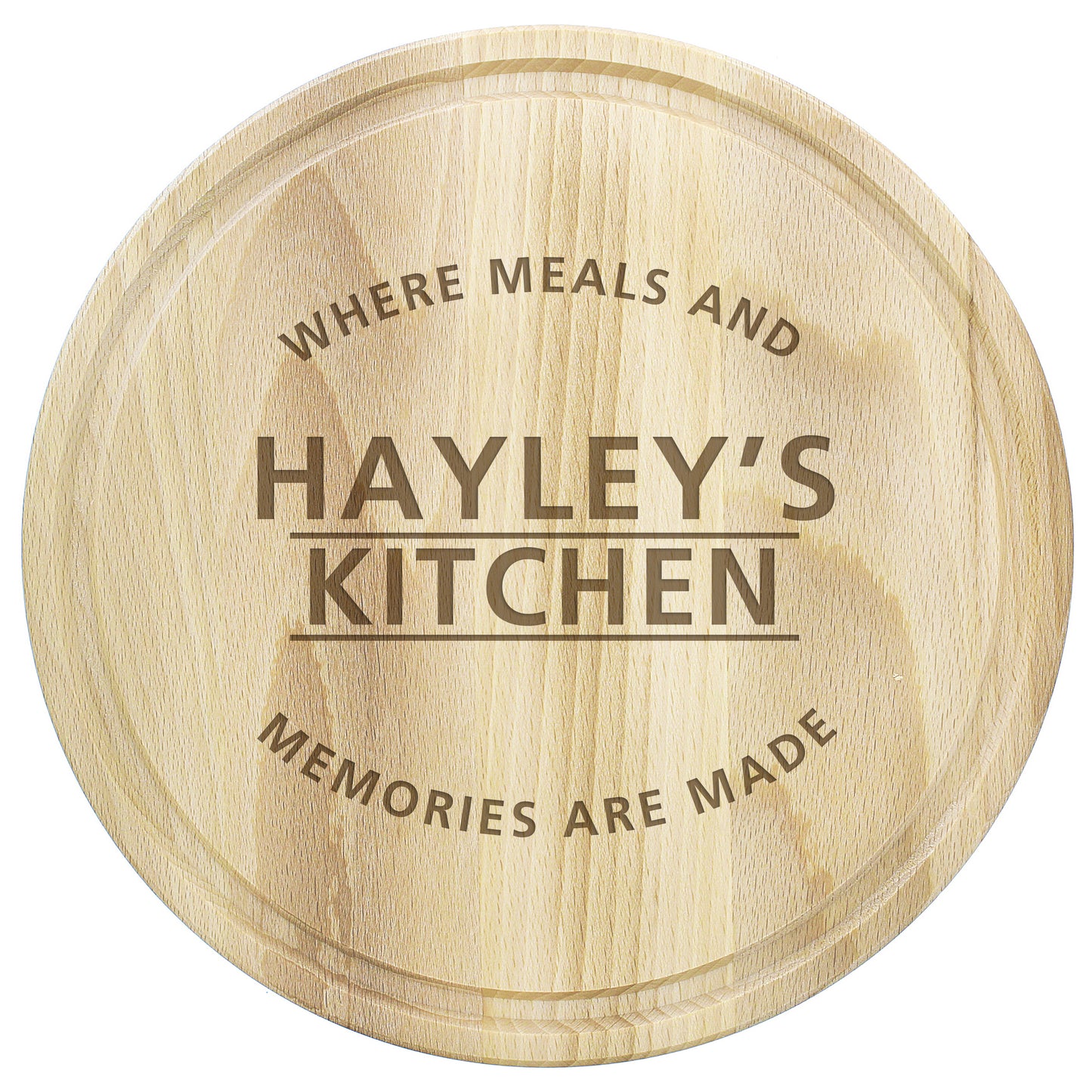 Personalised 'Meals and Memories' Round Chopping Board