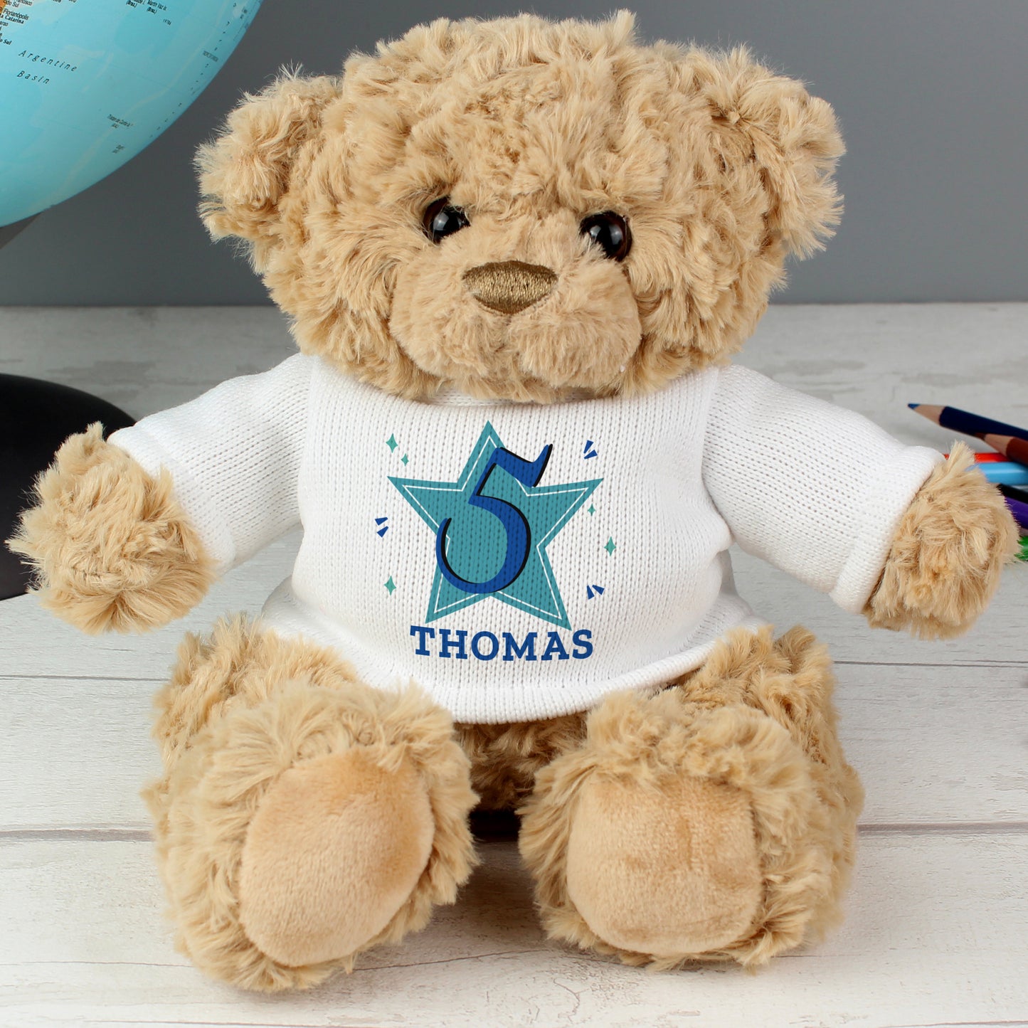 Personalised Blue Big Age Teddy Bear