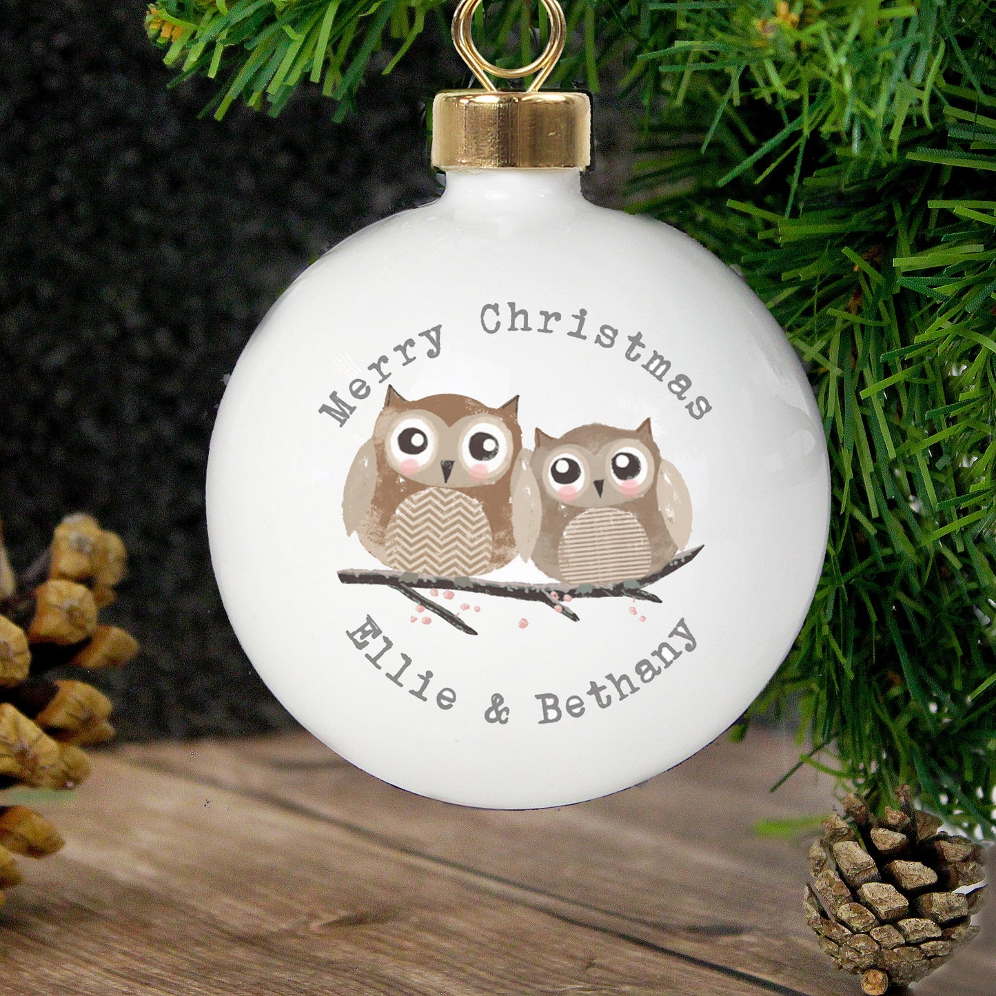 Personalised Woodland Owl Bauble