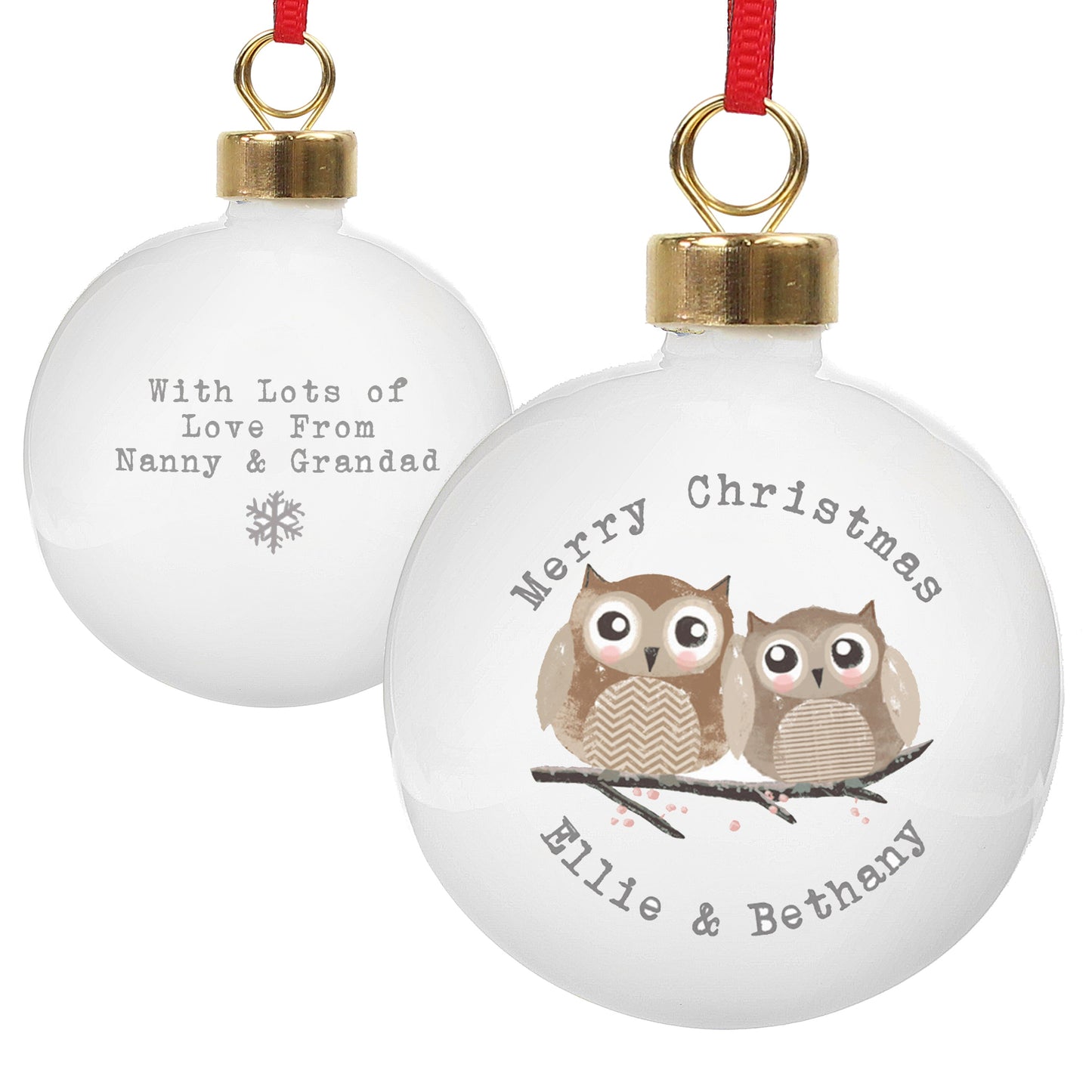 Personalised Woodland Owl Bauble