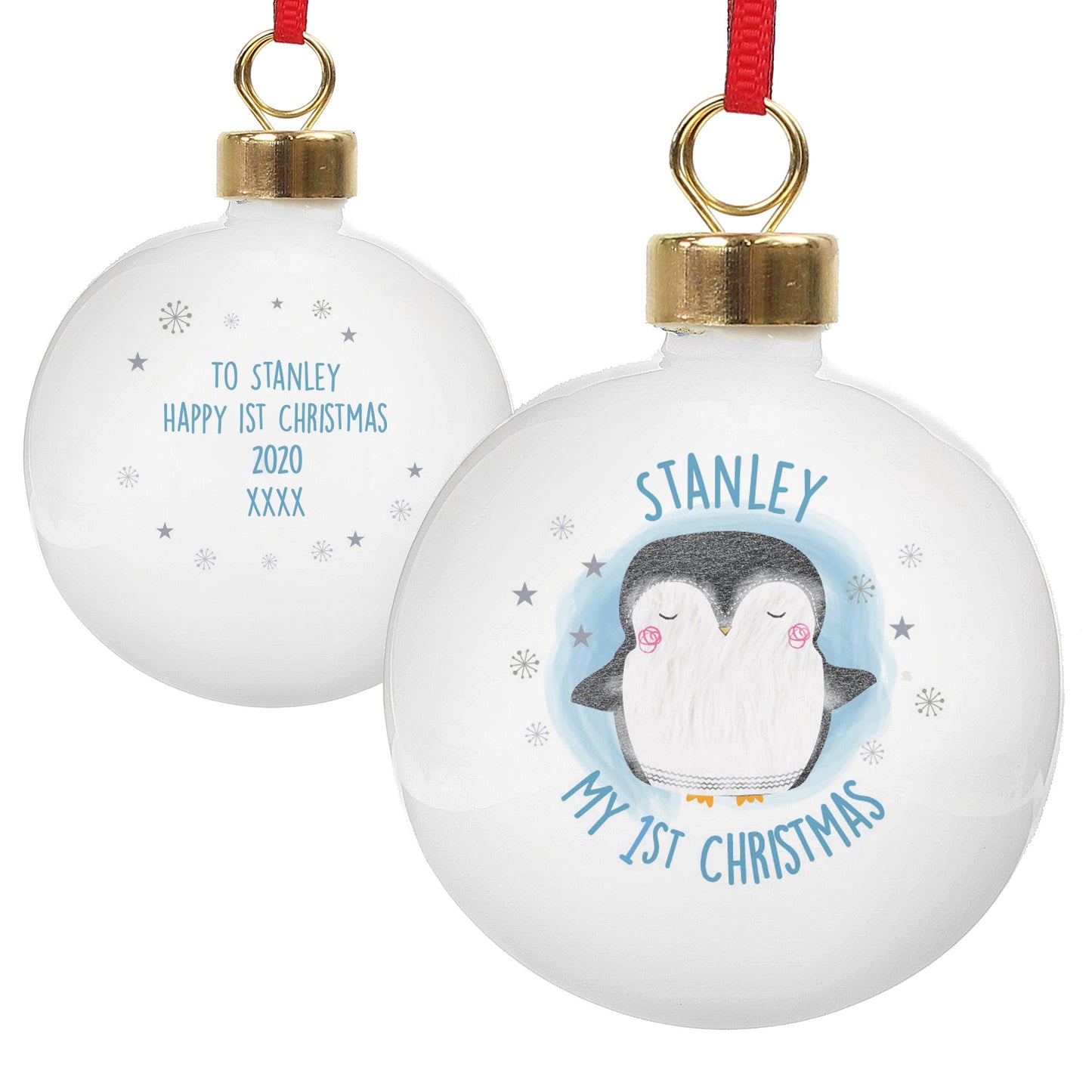 Personalised 1st Christmas Penguin Bauble