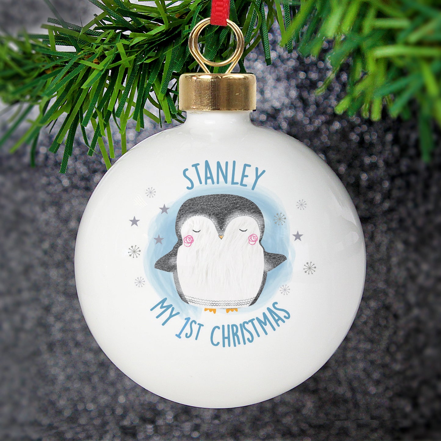 Personalised 1st Christmas Penguin Bauble