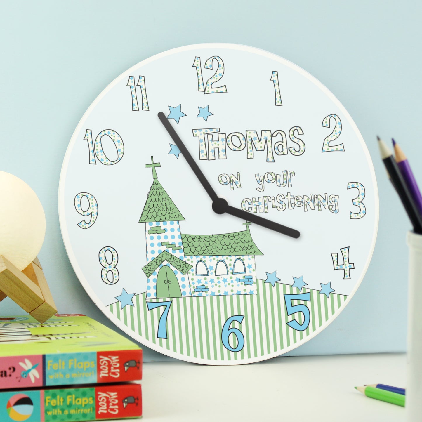 Personalised Church Boys Christening Clock