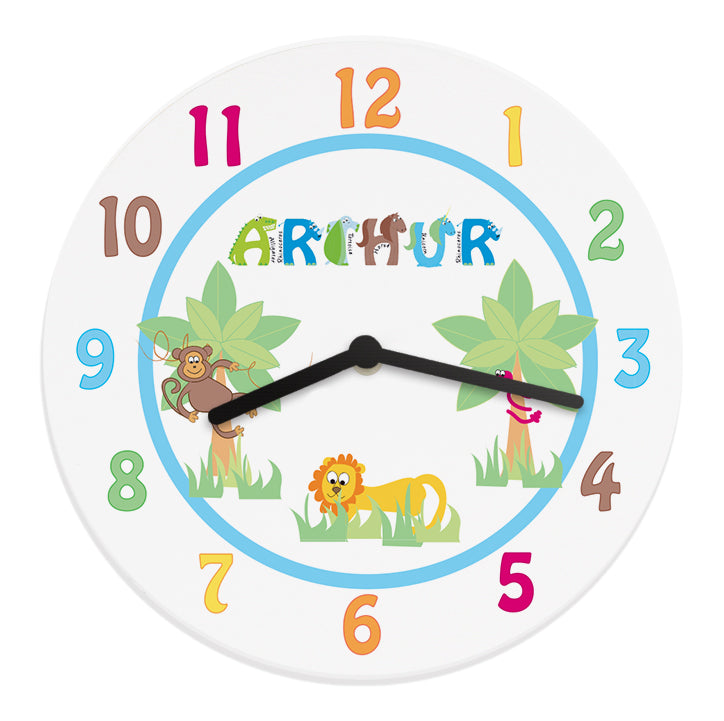 Personalised Blue Animal Alphabet Clock