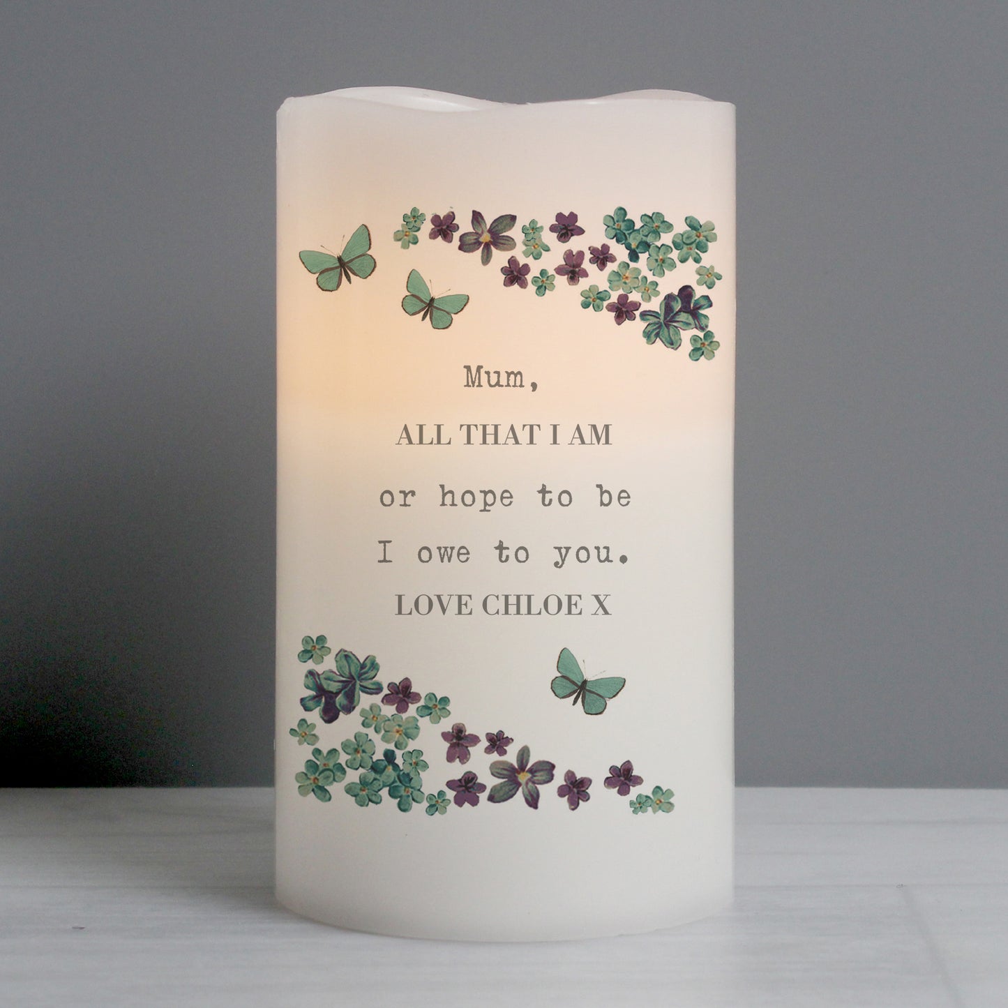 Personalised Forget Me Not LED Candle