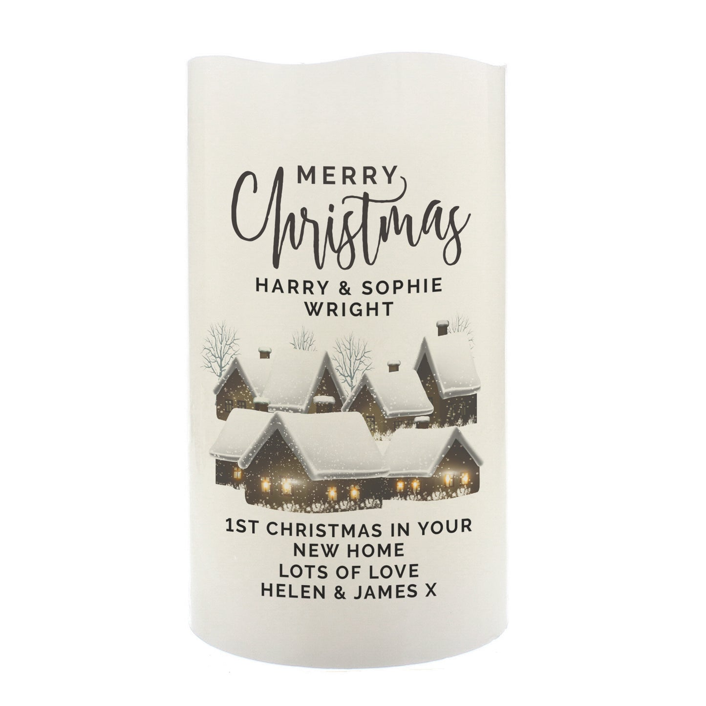 Personalised Christmas Town LED Candle