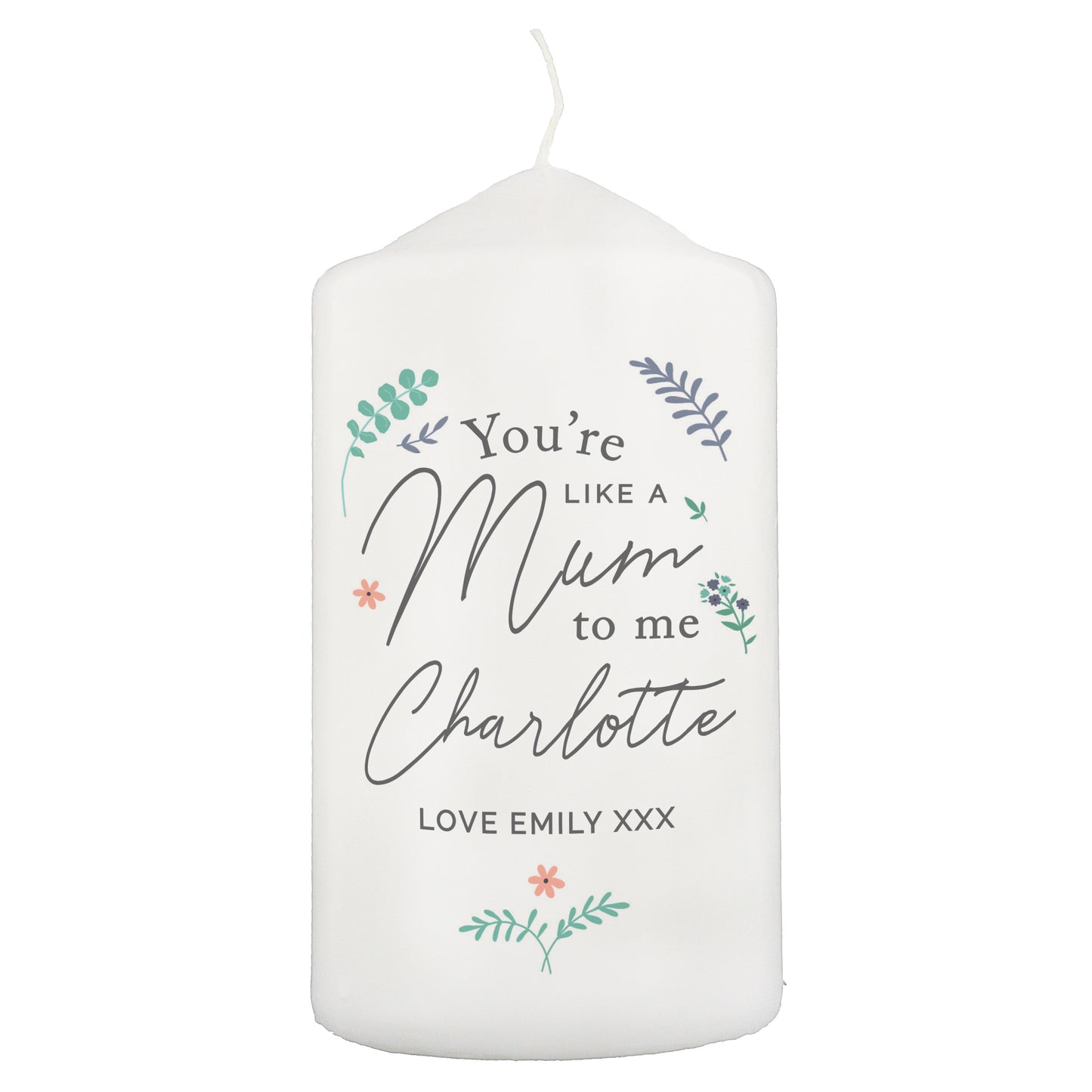 Personalised You're Like A Mum To Me Pillar Candle