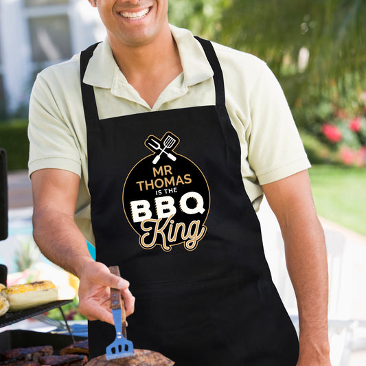 Personalised BBQ King Black Apron