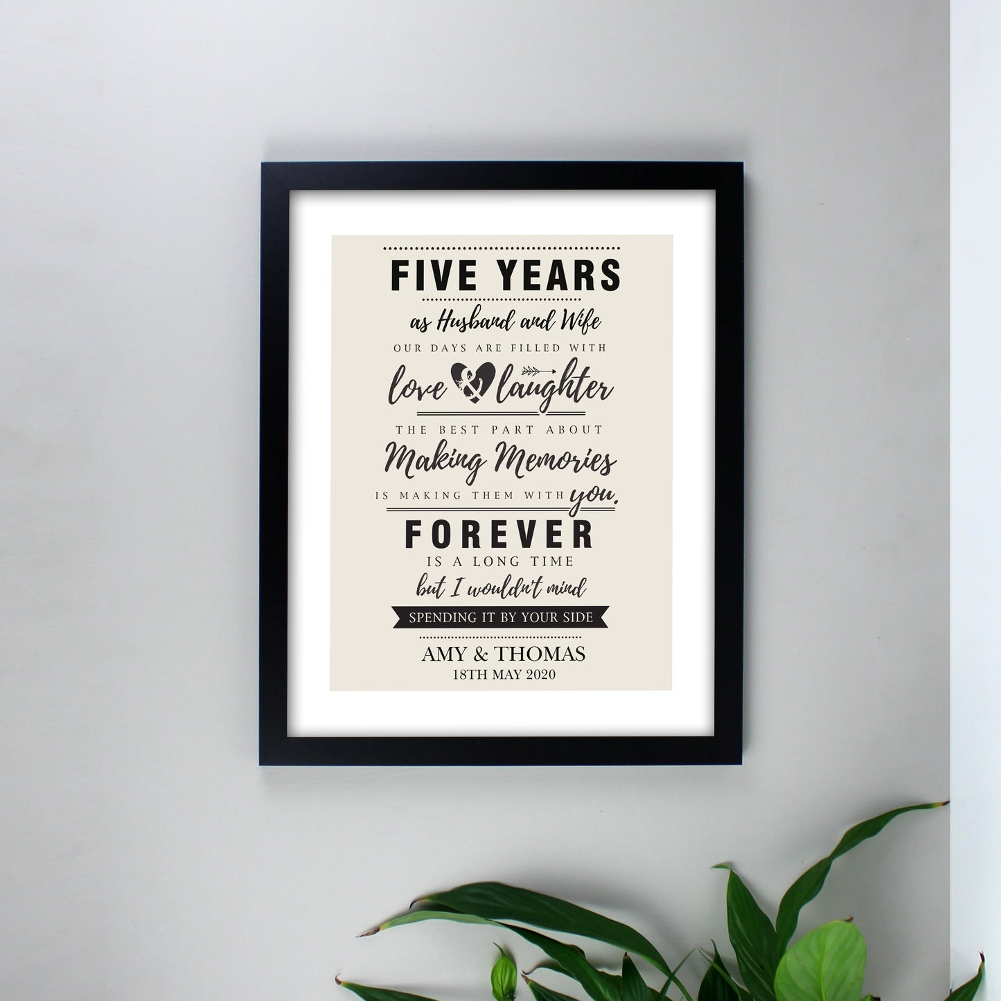 Personalised Anniversary Black Framed Print