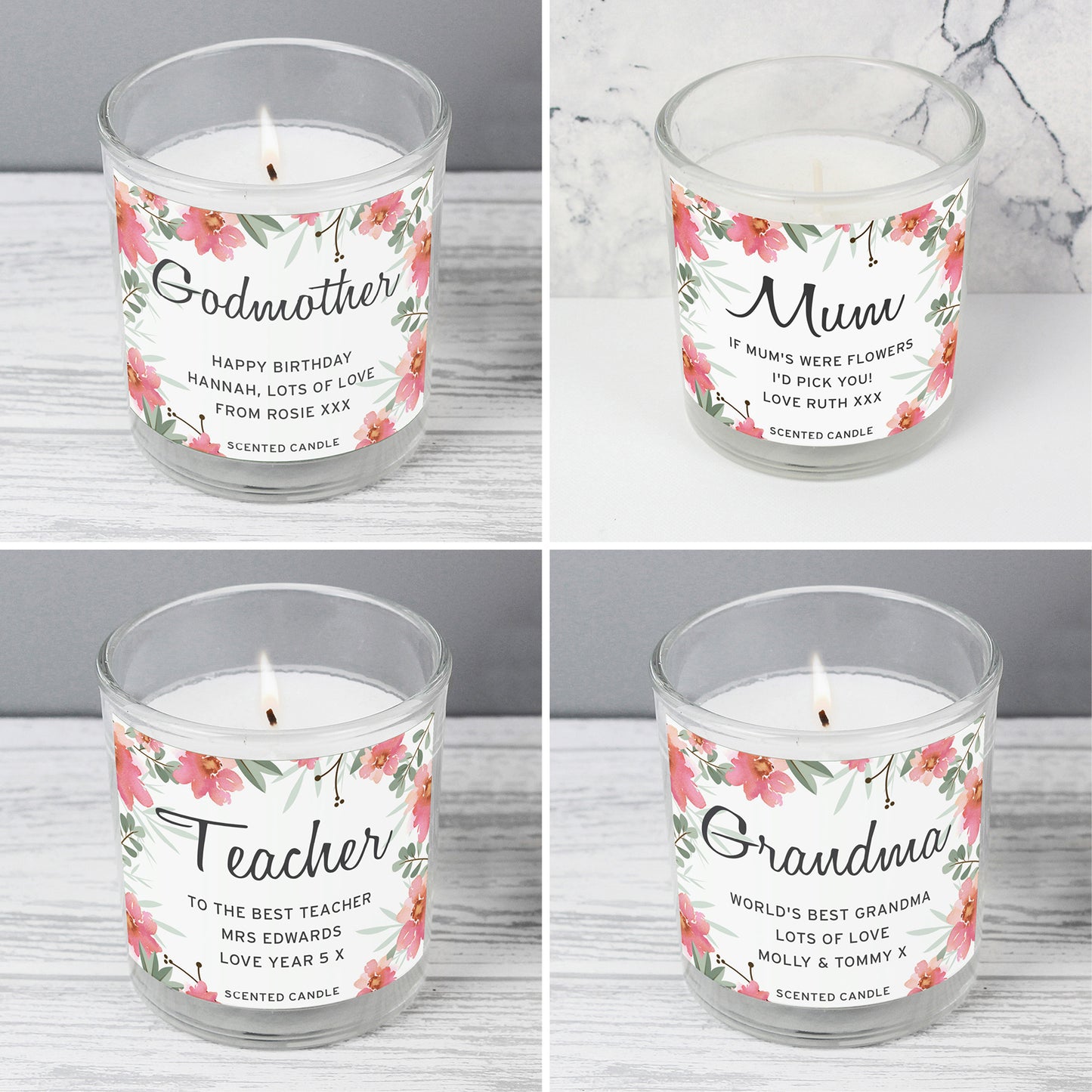 Personalised Floral Sentimental Scented Jar Candle