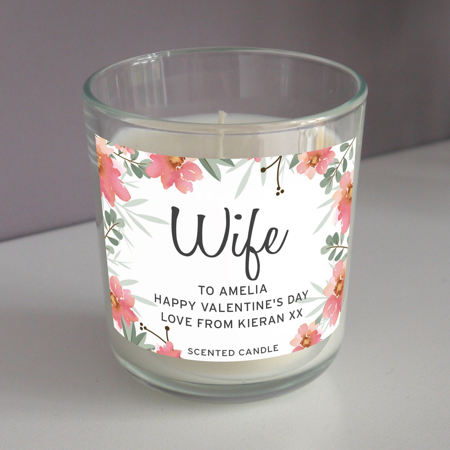 Personalised Floral Sentimental Scented Jar Candle