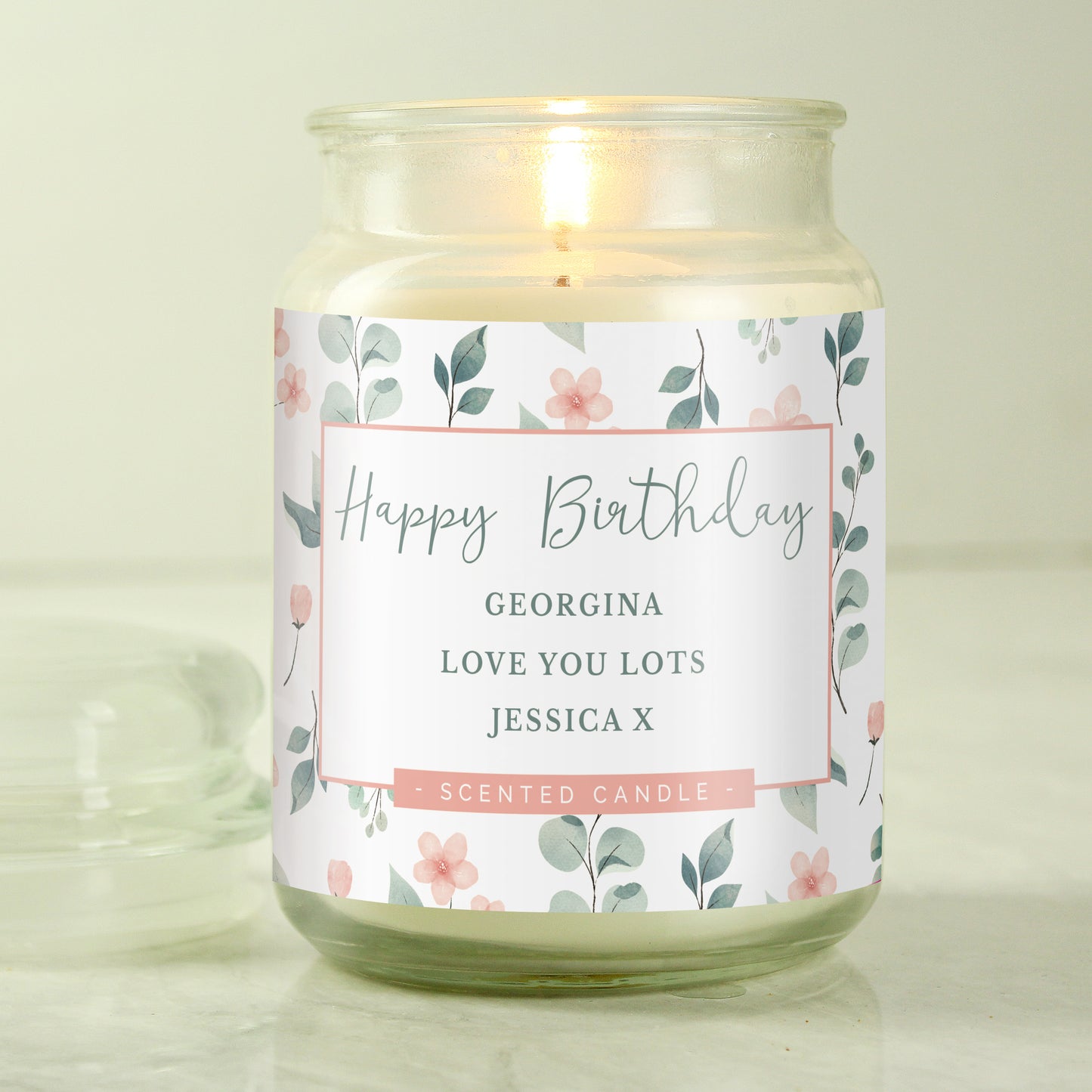 Personalised Floral Large Scented Jar Candle