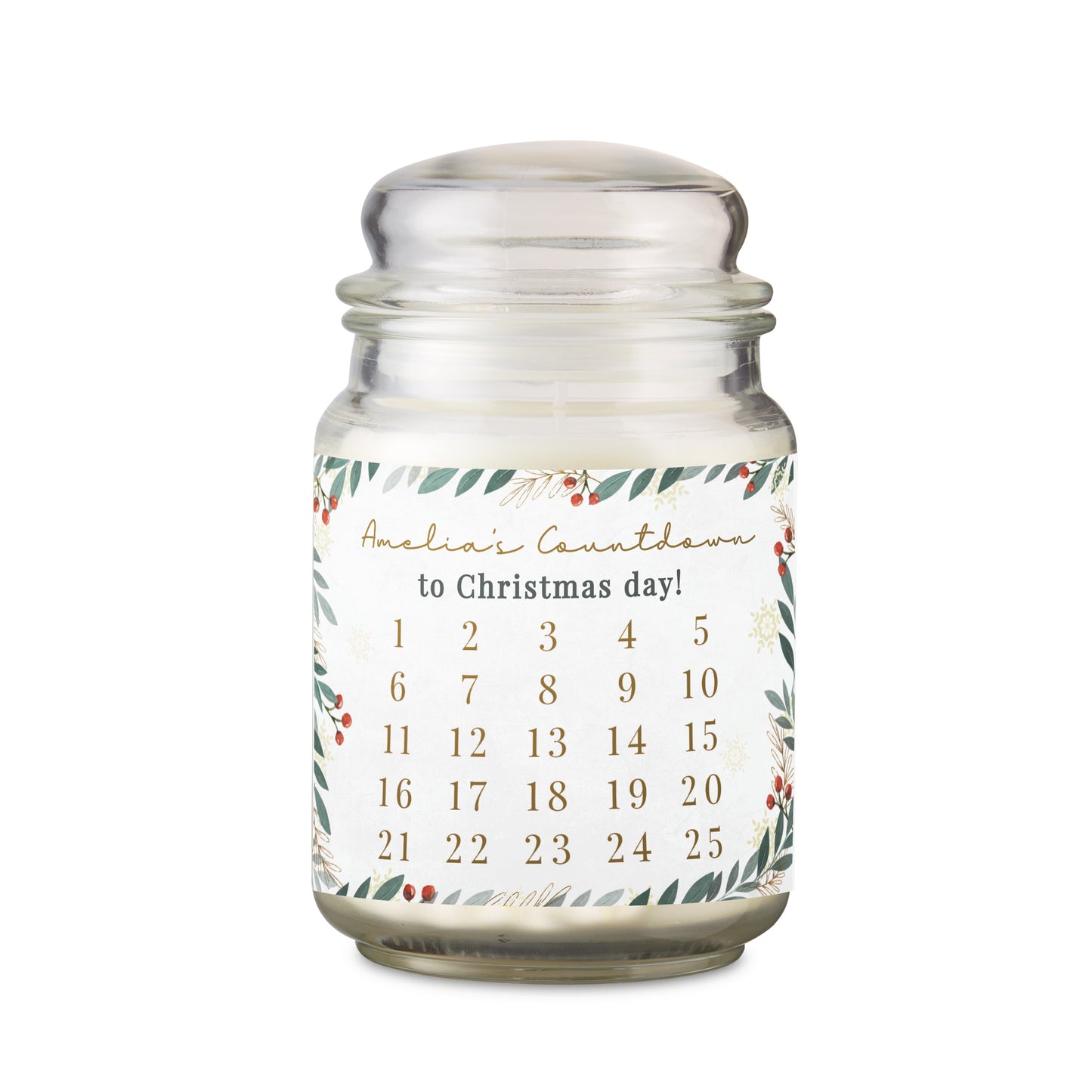 Personalised Countdown Christmas Large Candle Jar