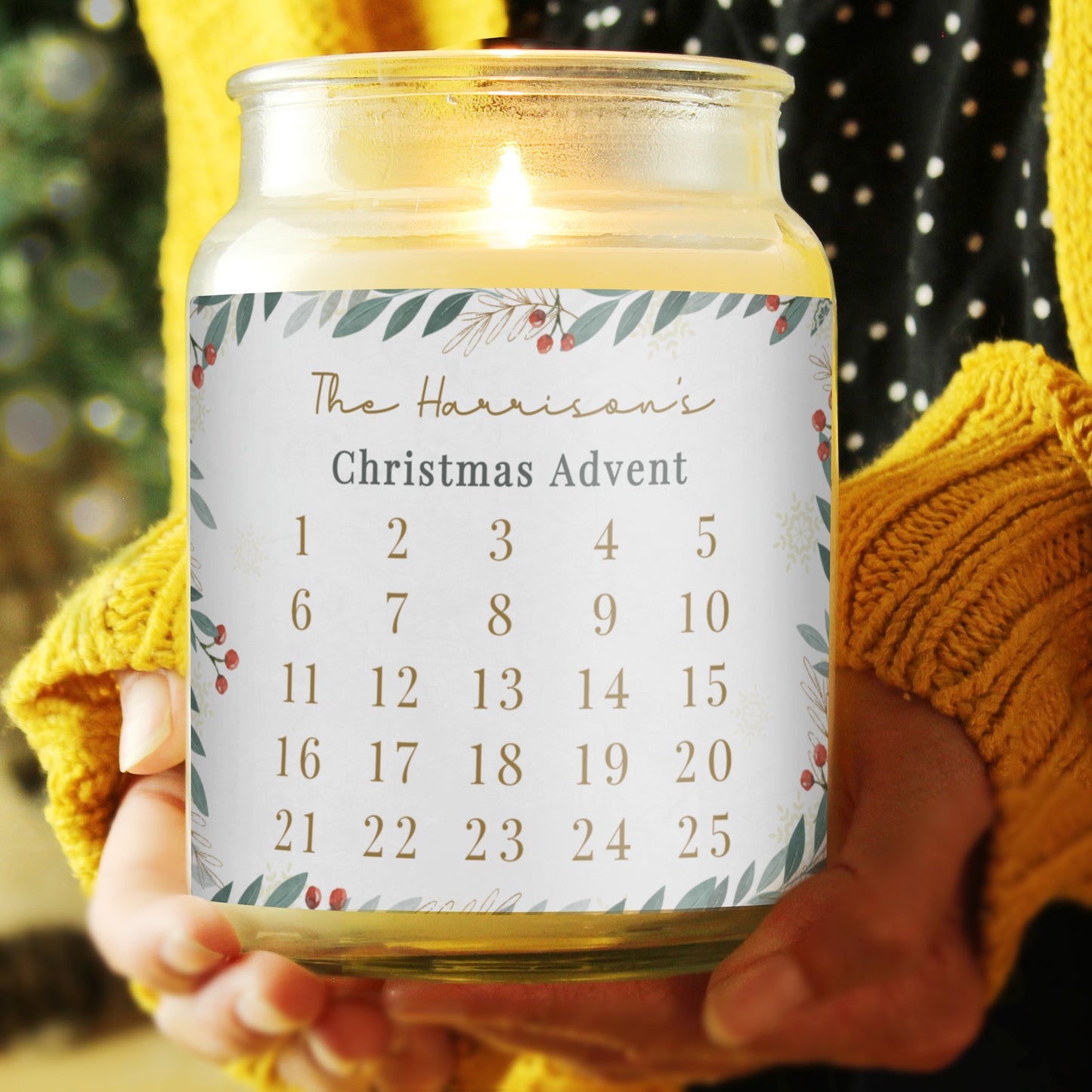 Personalised Countdown Christmas Large Candle Jar