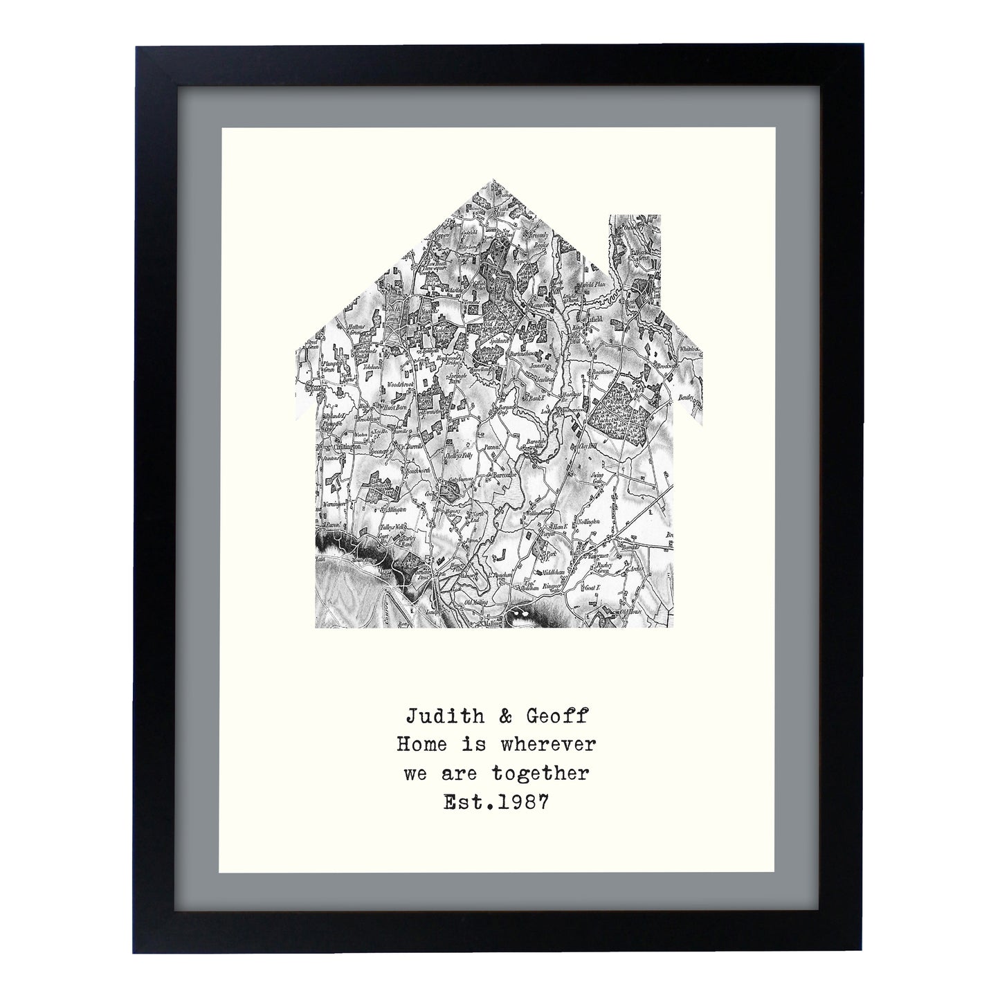 Personalised 1805 - 1874 Old Series Map Home Black Framed Print