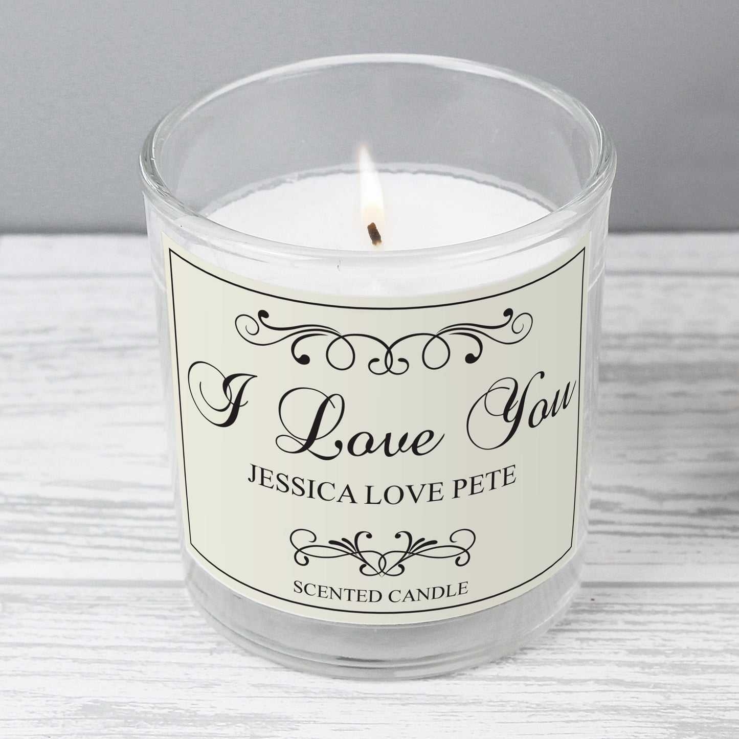 Personalised Black Swirl Scented Jar Candle