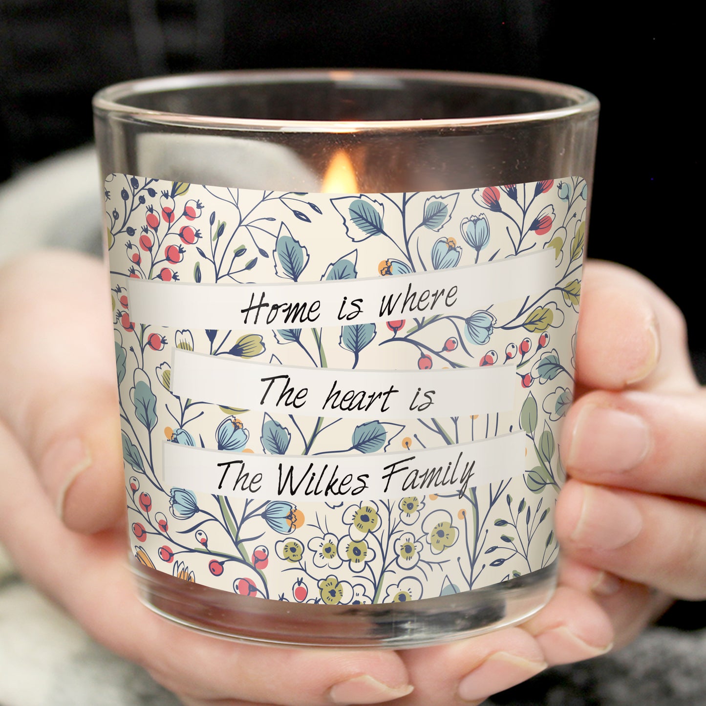 Personalised Floral Watercolour Scented Jar Candle