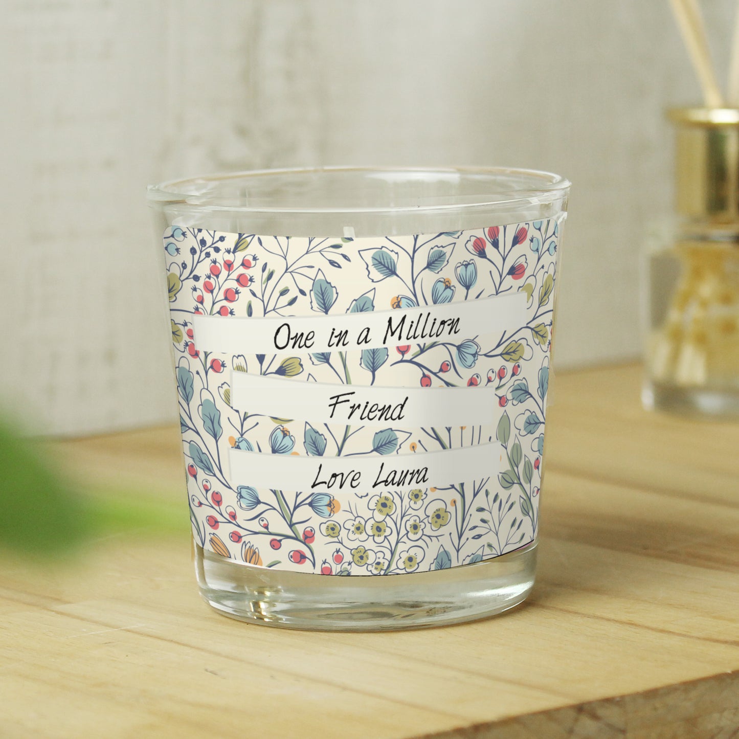 Personalised Floral Watercolour Scented Jar Candle