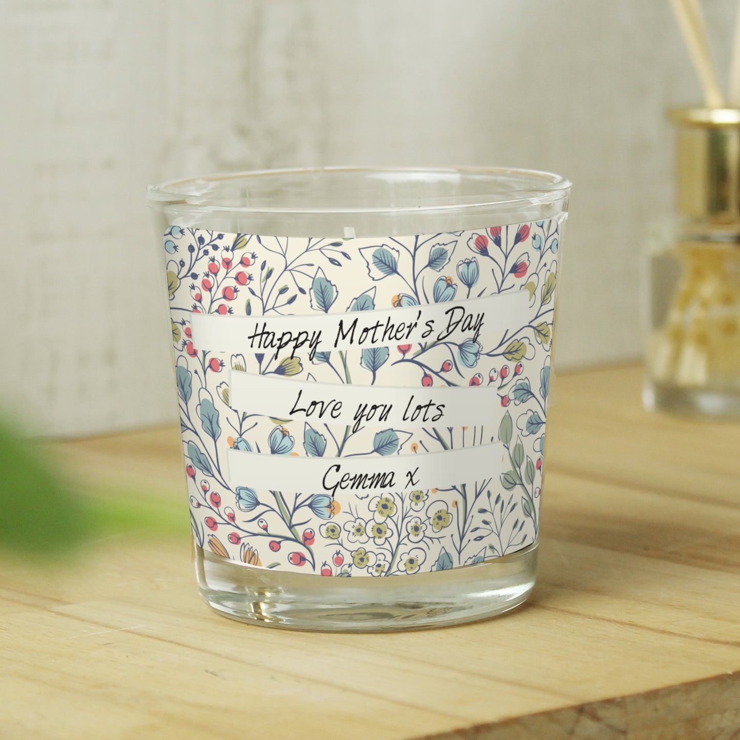 Personalised Floral Watercolour Scented Jar Candle