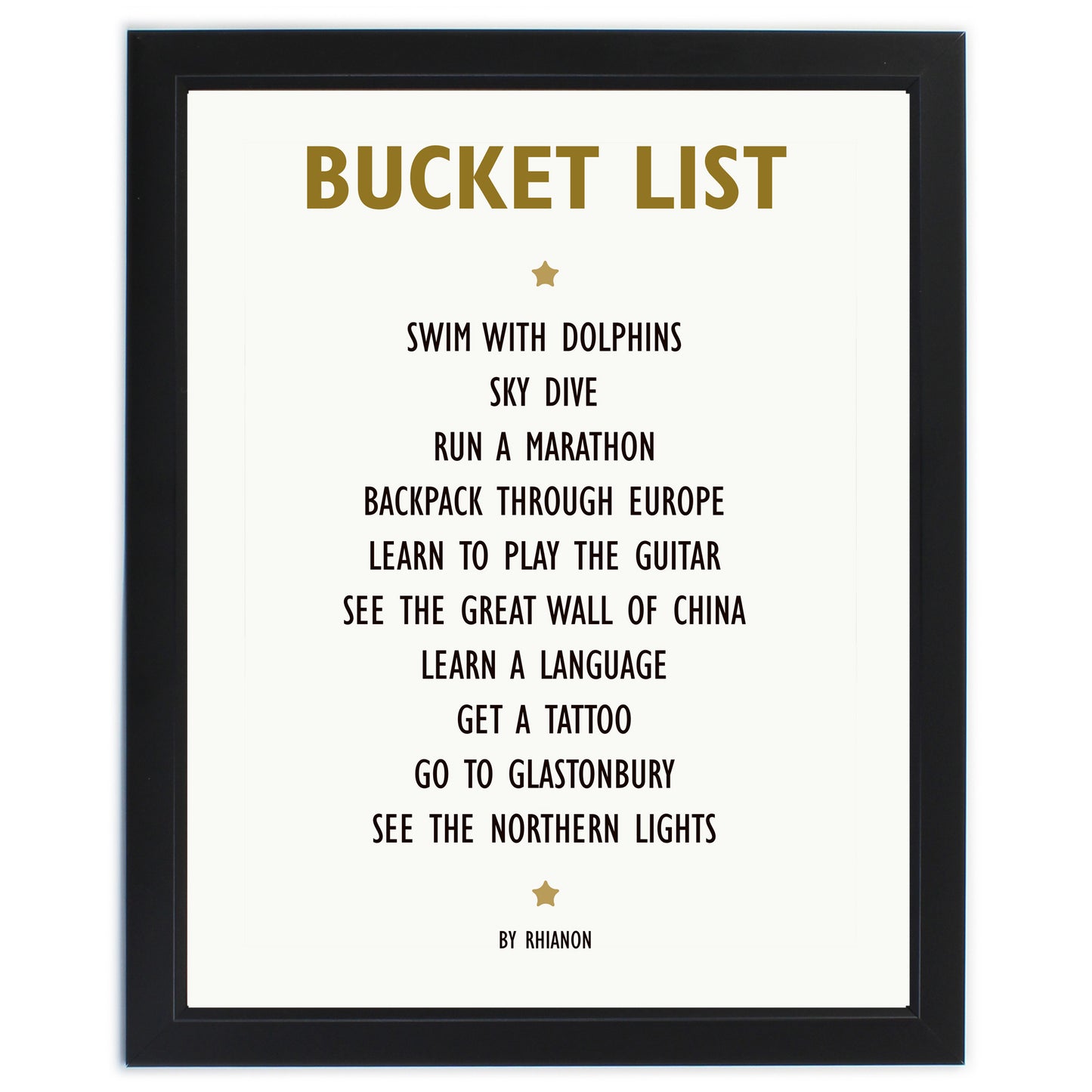 Personalised List of Love Black Framed Print