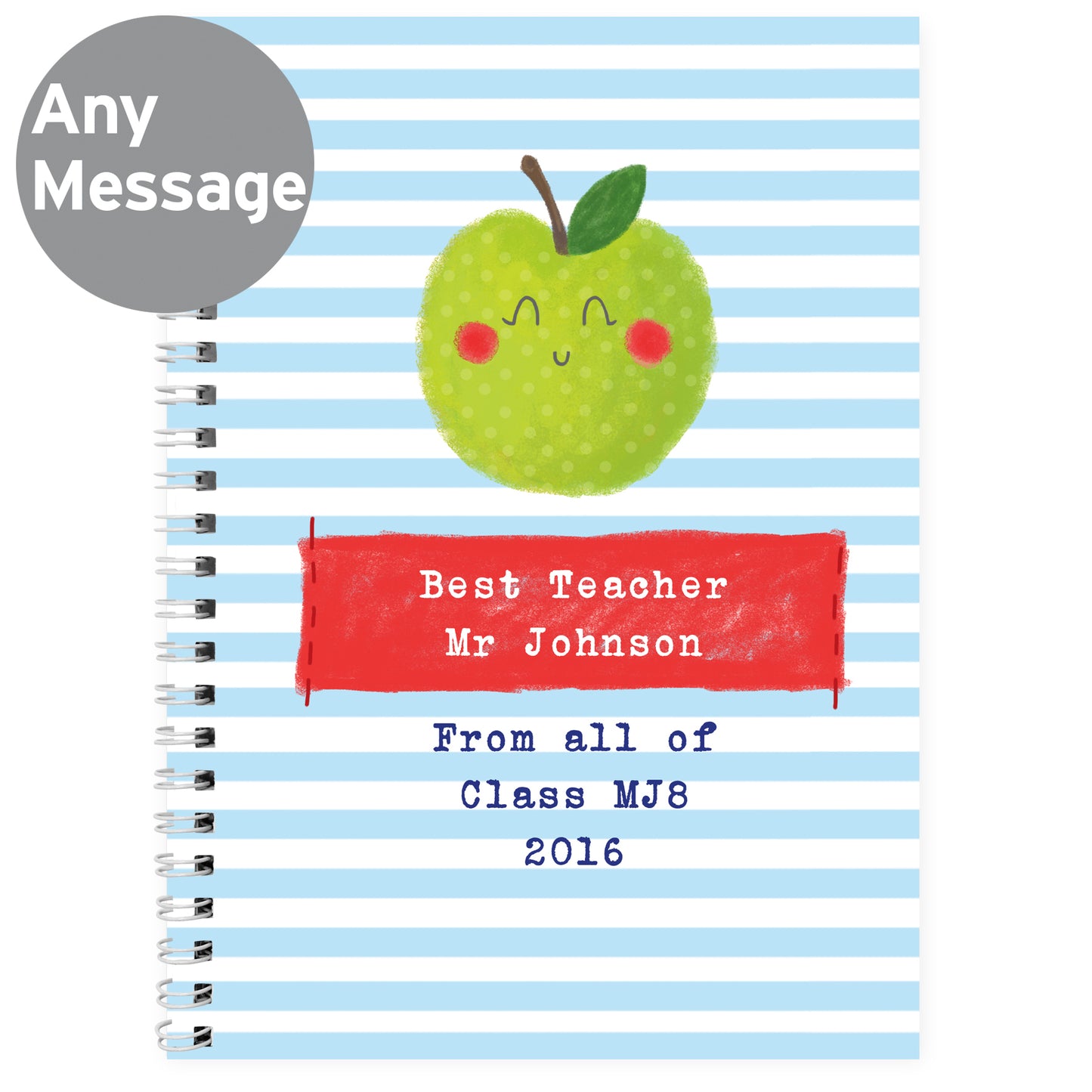 Personalised Apple for the Teacher A5 Notebook