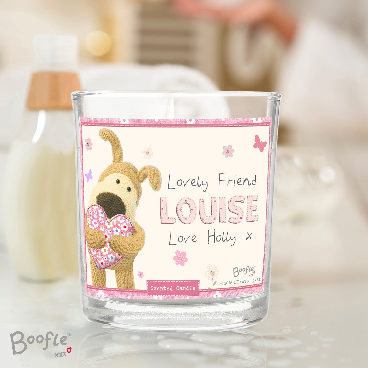 Personalised Boofle Flowers Scented Jar Candle