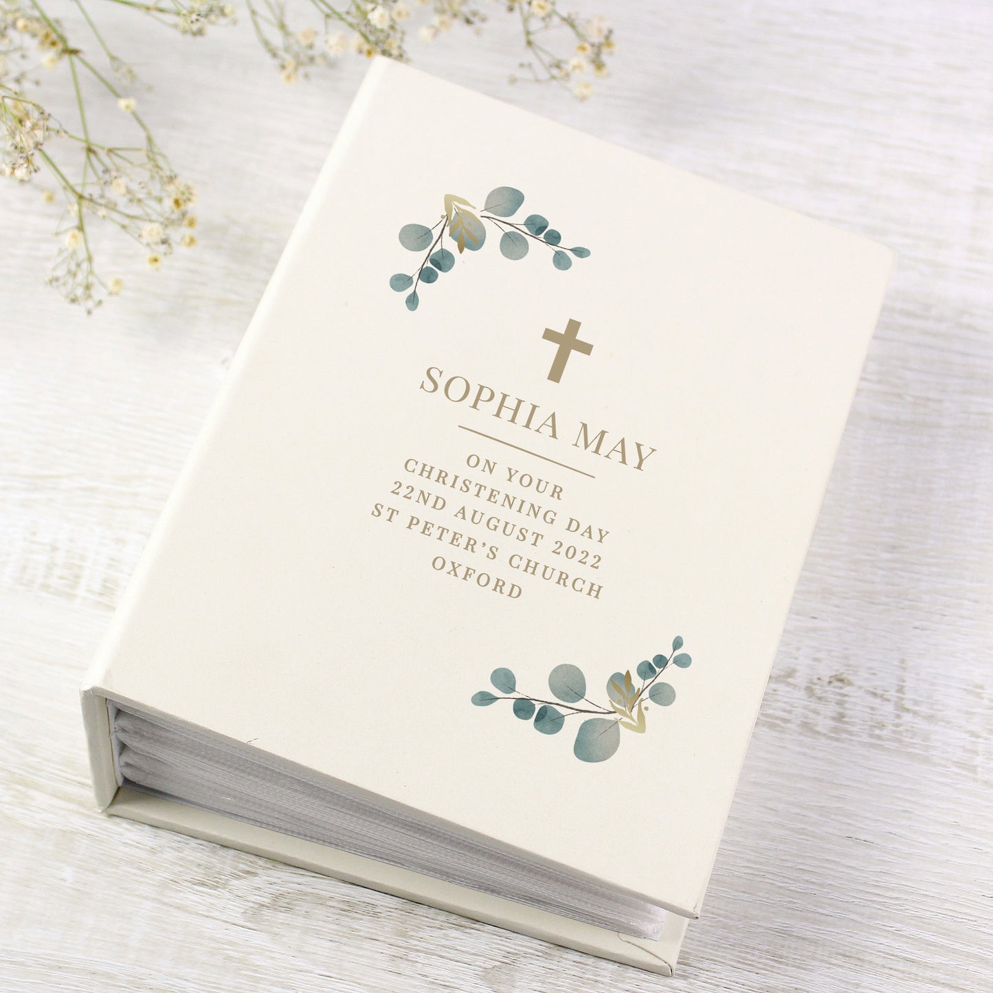 Personalised Botanical Cross 6x4 Photo Album with Sleeves