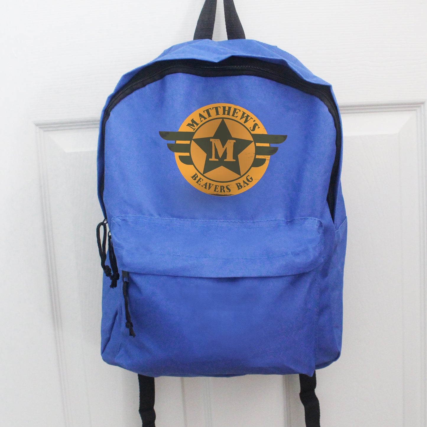 Personalised Badge Blue Backpack